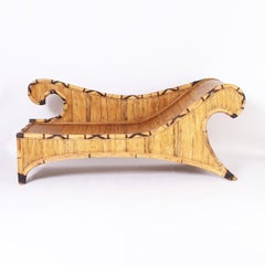Chaise longue o recamier de bambú y junco