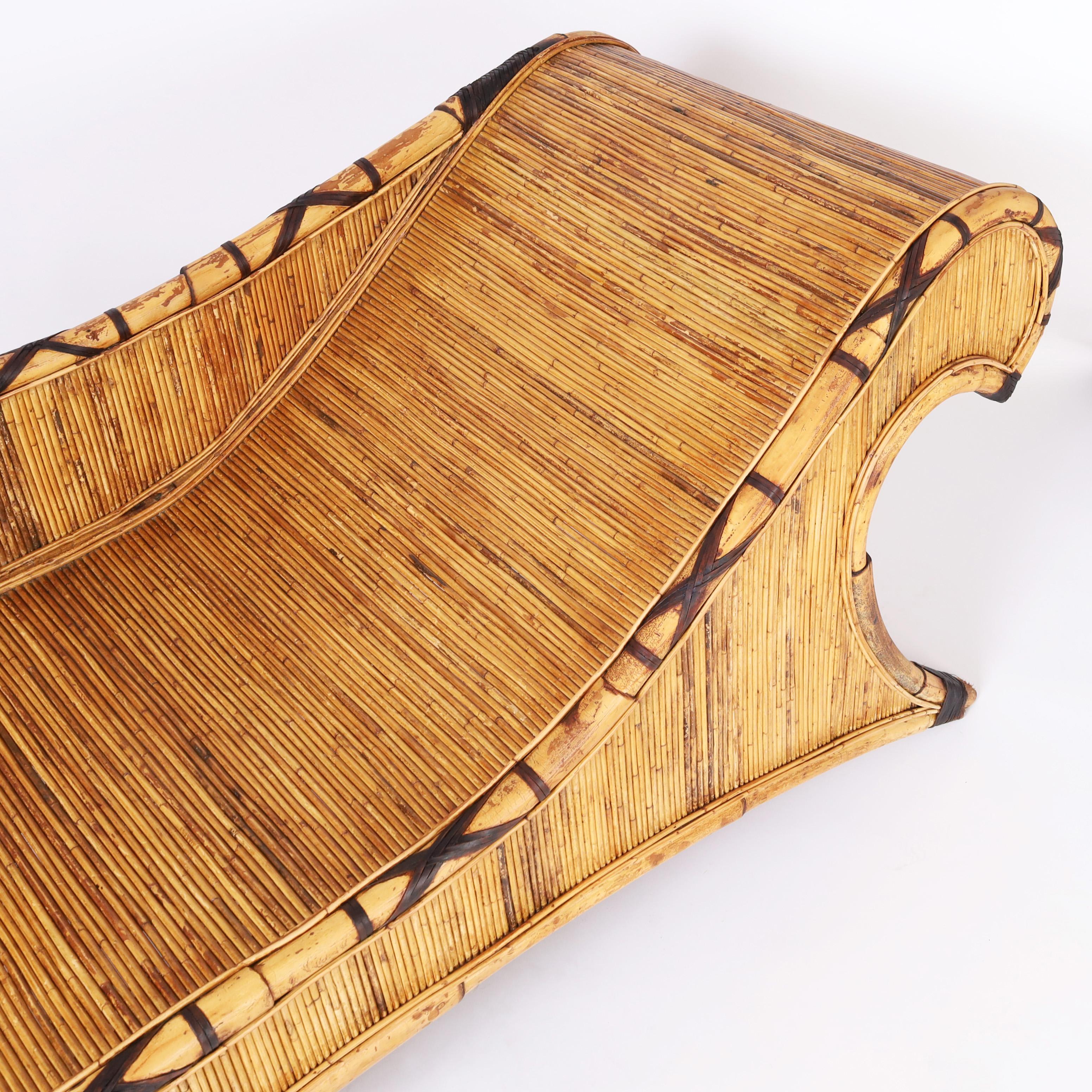Bamboo and Reed Chaise Lounge or Recamier In Good Condition In Palm Beach, FL