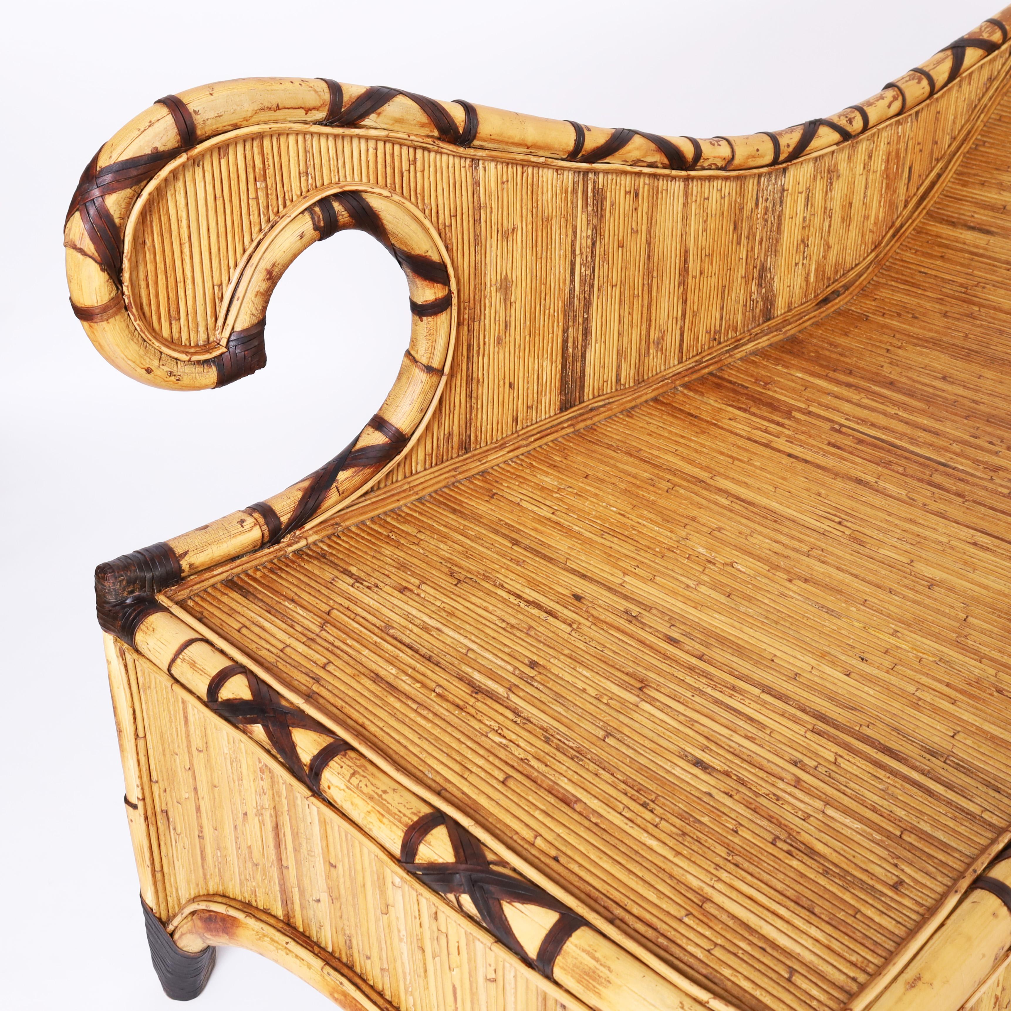 Bamboo and Reed Chaise Lounge or Recamier 2