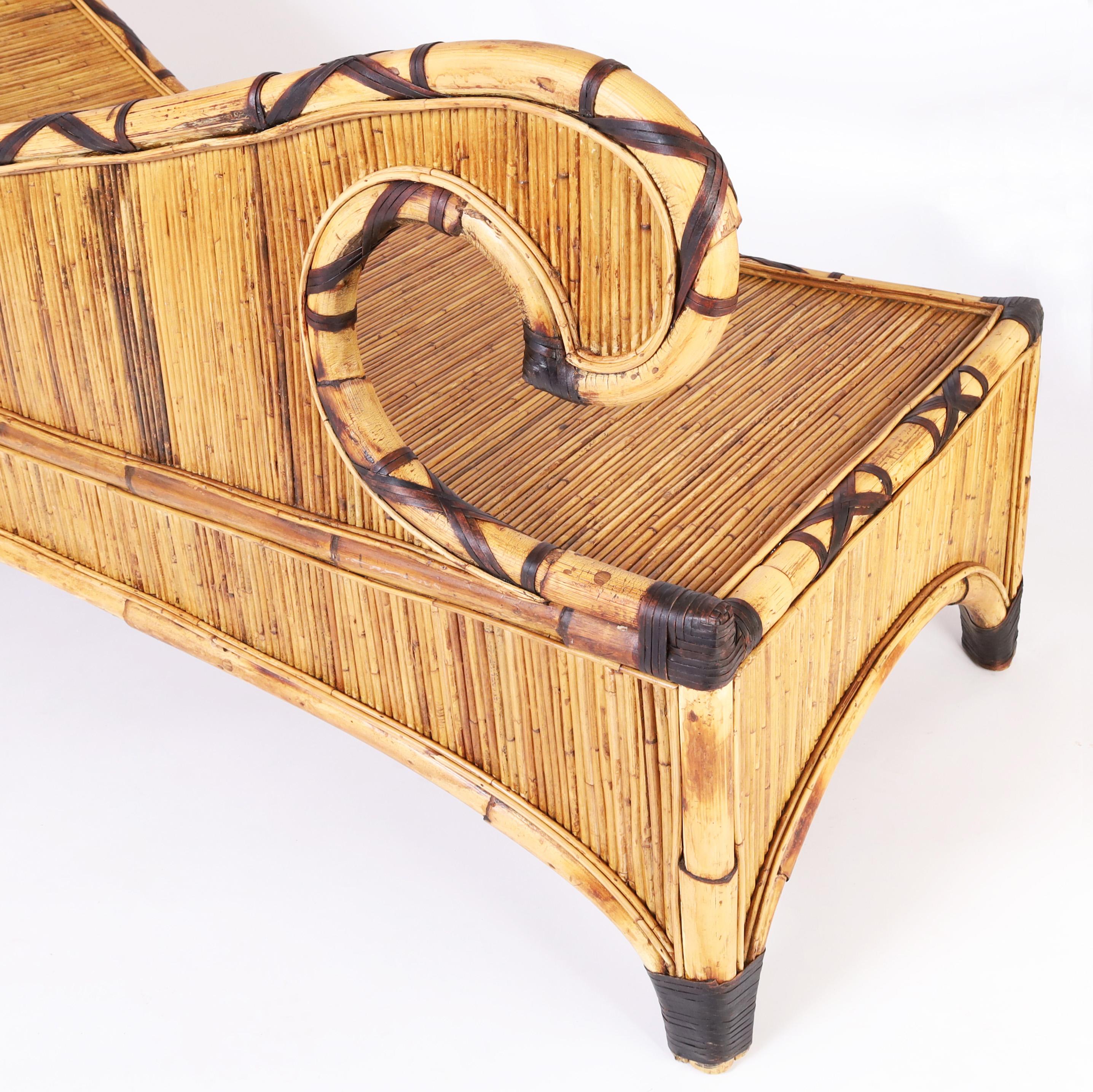 Bamboo and Reed Chaise Lounge or Recamier 3