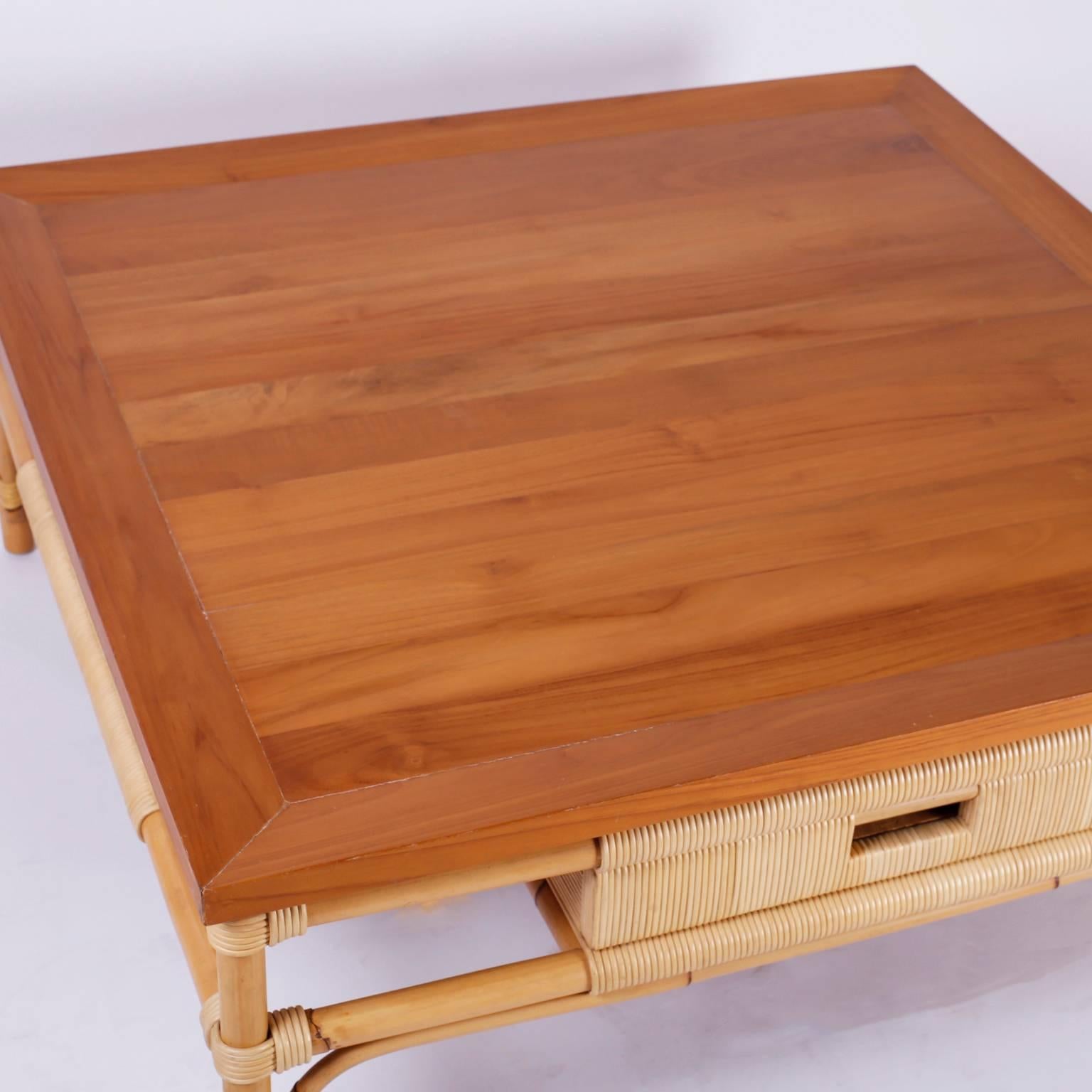 20th Century Bamboo and Reed Coffee Table