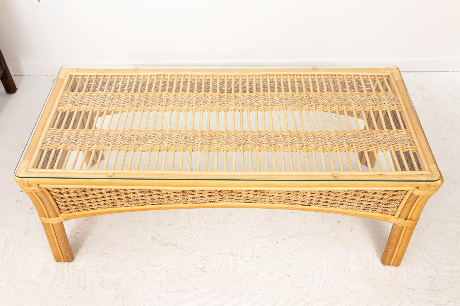Art Deco Bamboo and Rope Coffee Table