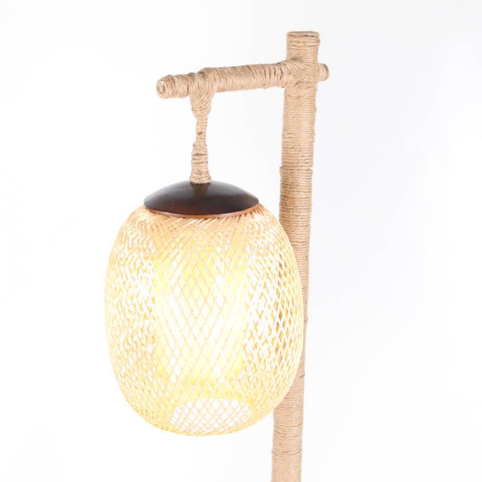 French Bamboo and Rope Floor Lamp For Sale