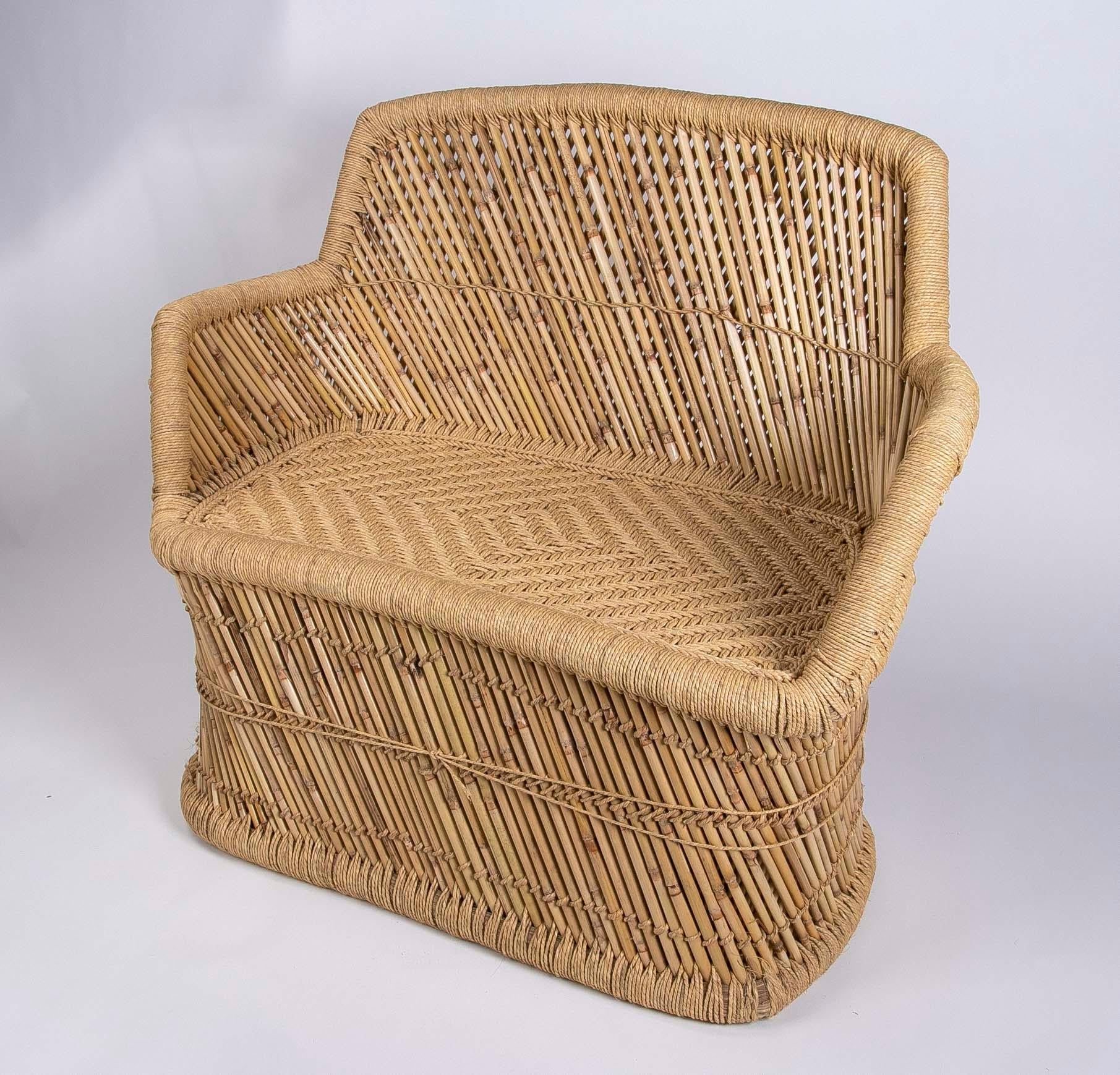  Bamboo and Rope Hand-Stiched  Sofa For Sale 7