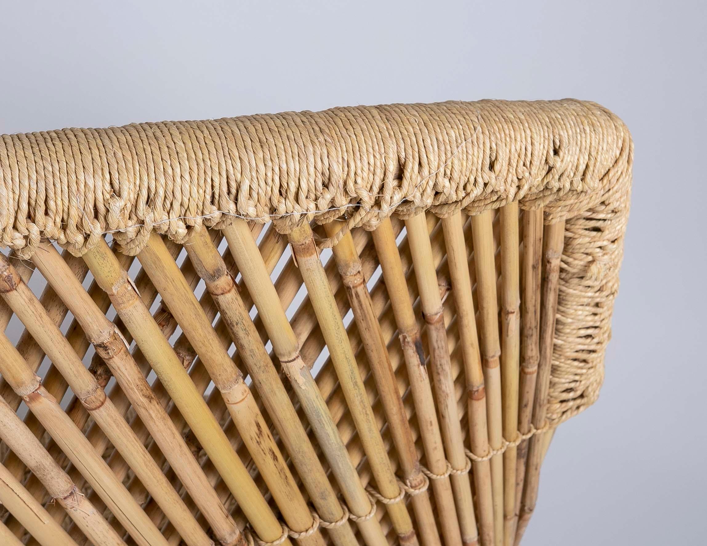  Bamboo and Rope Hand-Stiched  Sofa For Sale 12