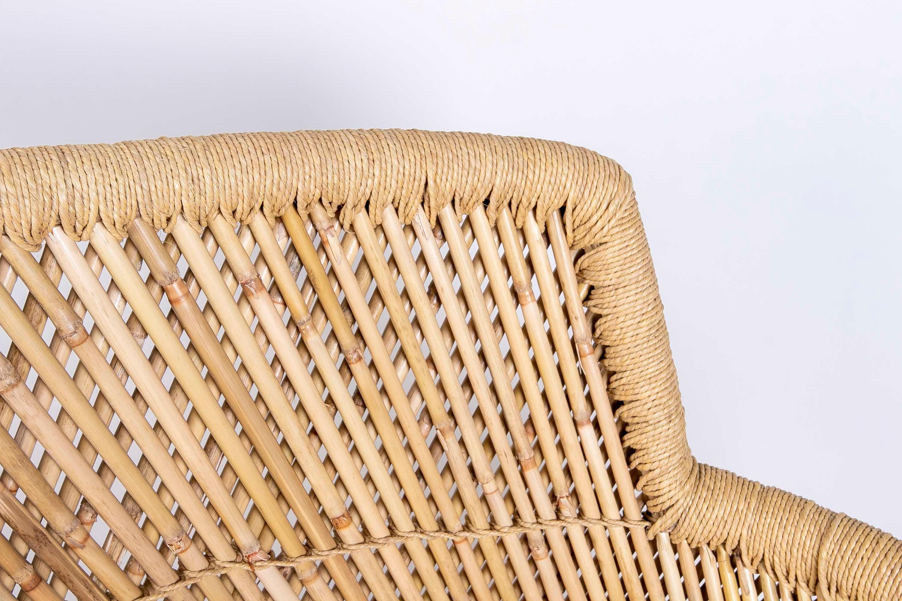 Contemporary  Bamboo and Rope Hand-Stiched  Sofa For Sale