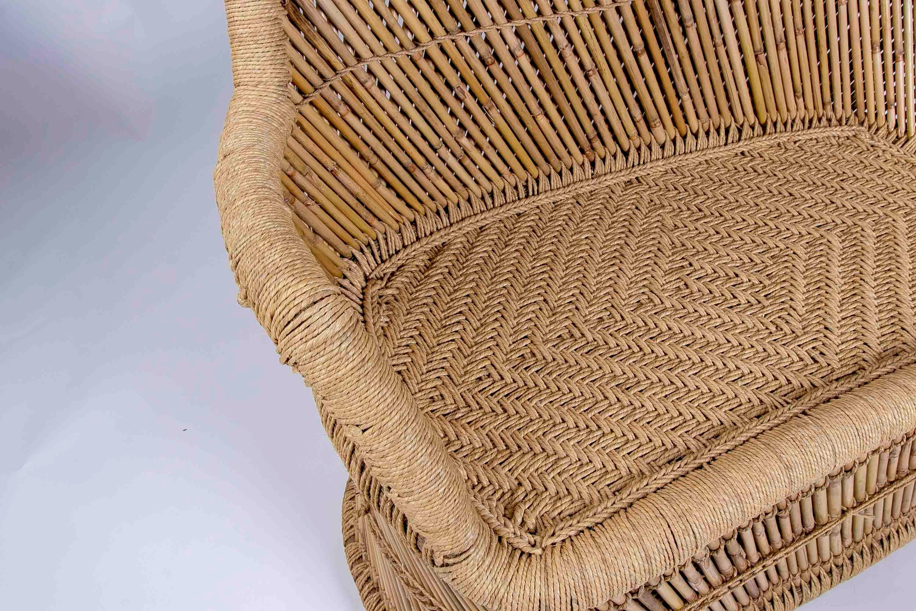  Bamboo and Rope Hand-Stiched  Sofa For Sale 4