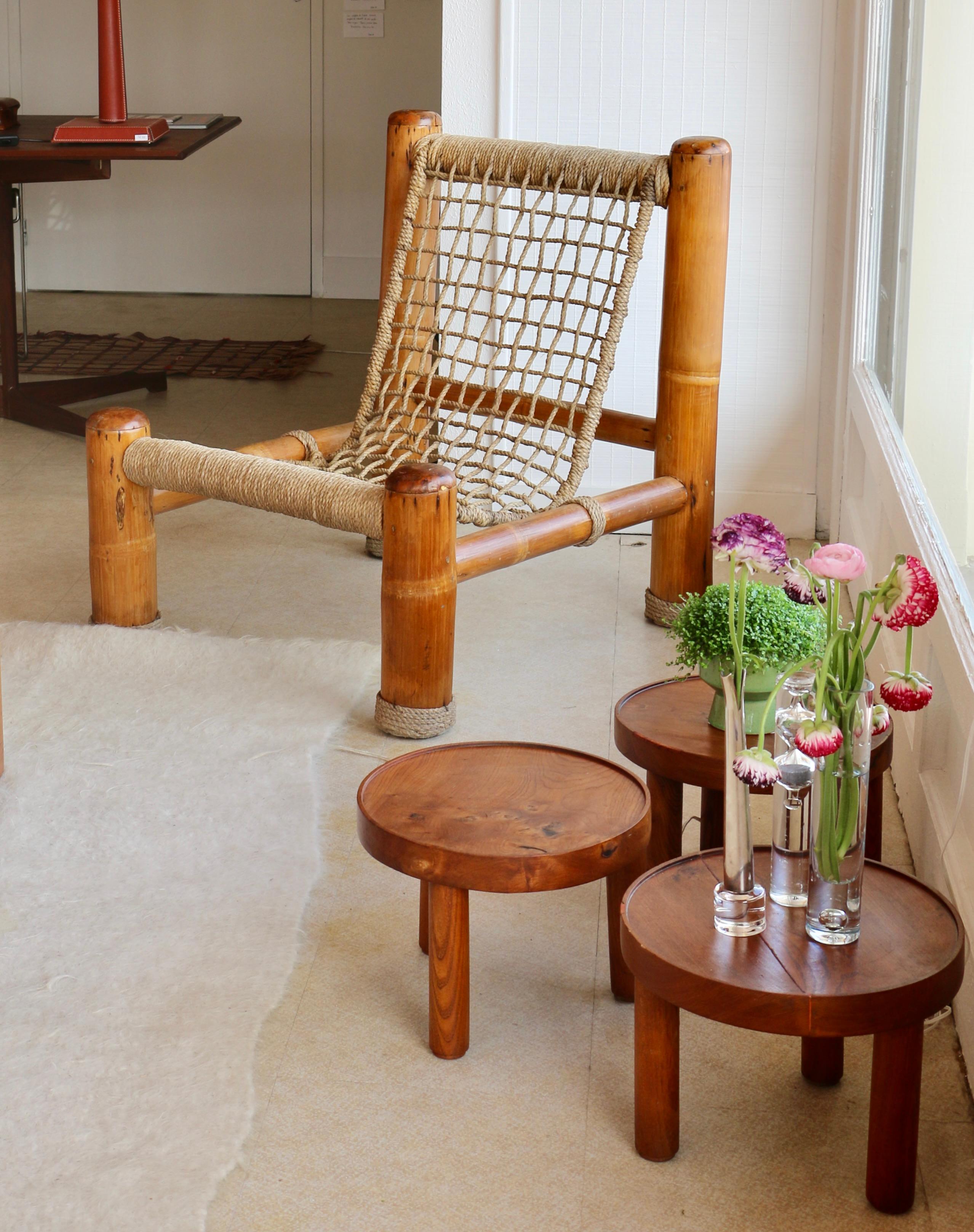 Bamboo and Rope Set Composed of a Large Sofa Two Armchairs and a Coffee Table For Sale 3
