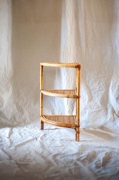 Bamboo and Rush Fabric Étagère – 1970s