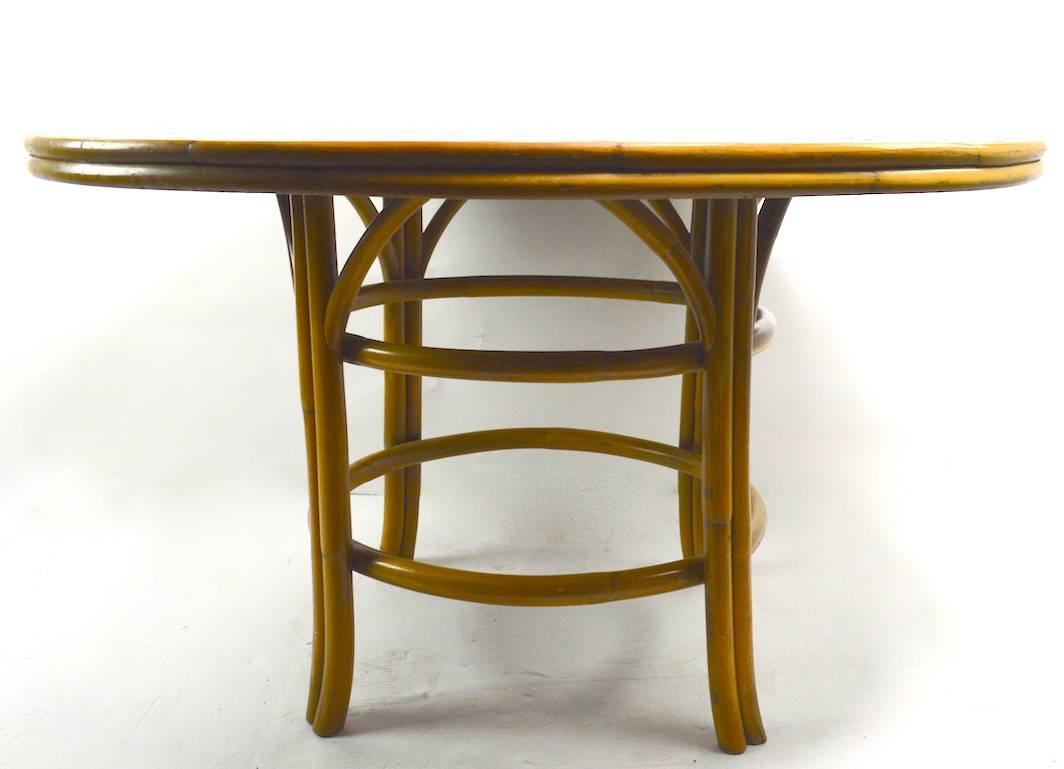 Bamboo and Tile Dining Centre Table after McGuire In Excellent Condition In New York, NY