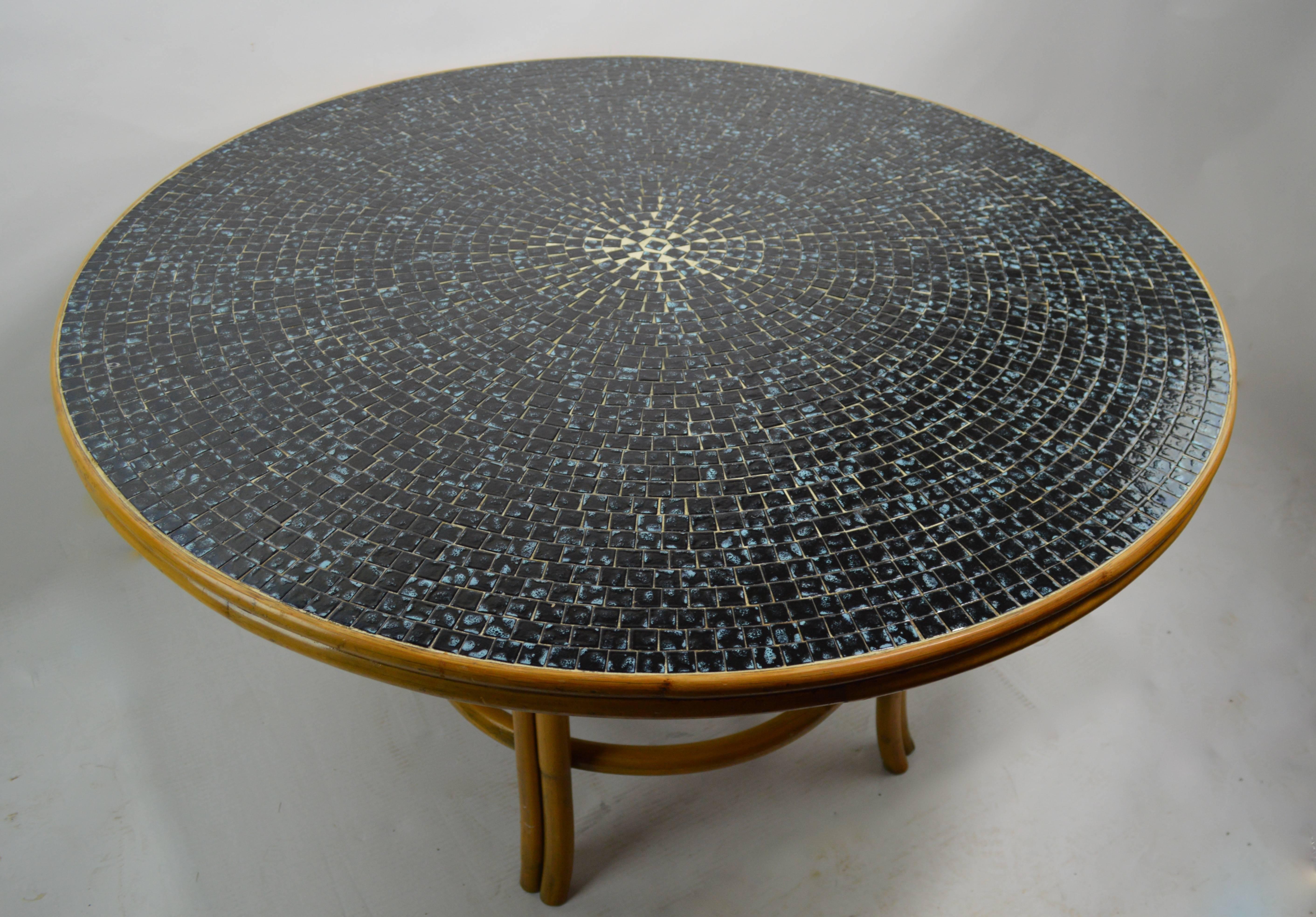 20th Century Bamboo and Tile Dining Centre Table after McGuire