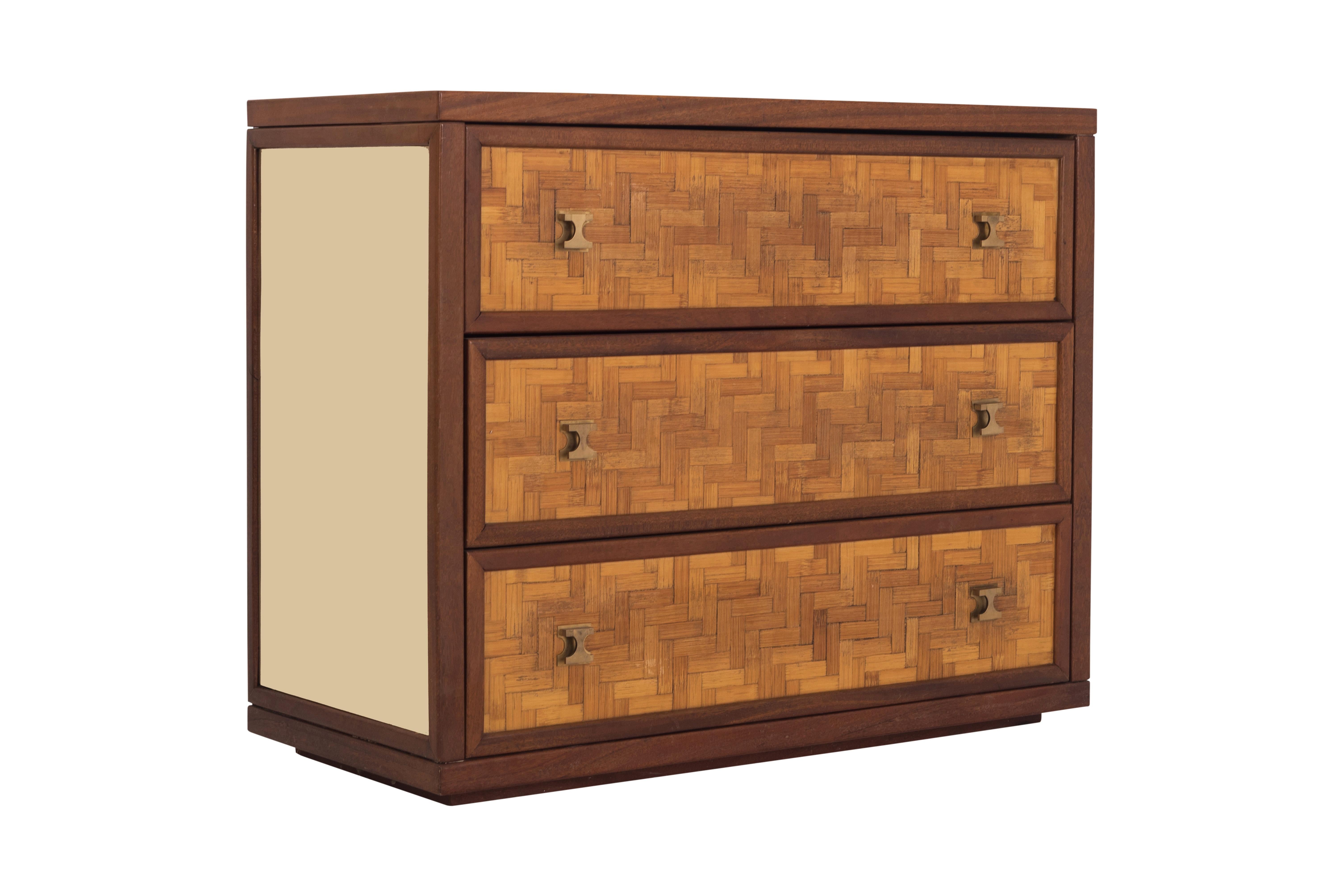 Hollywood Regency Bamboo and Walnut Drawer Chest Vivai del Sud