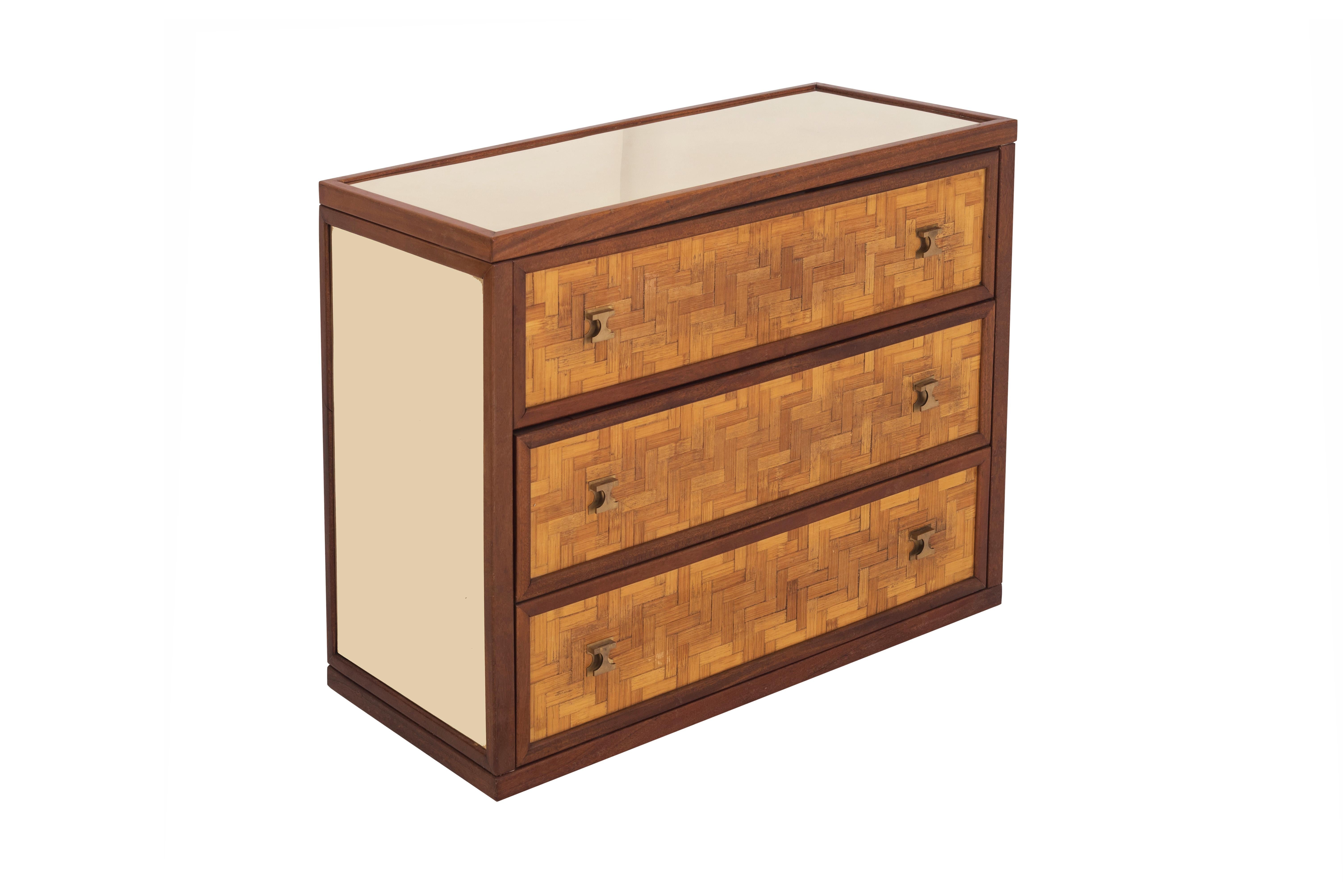 Italian Bamboo and Walnut Drawer Chest Vivai del Sud