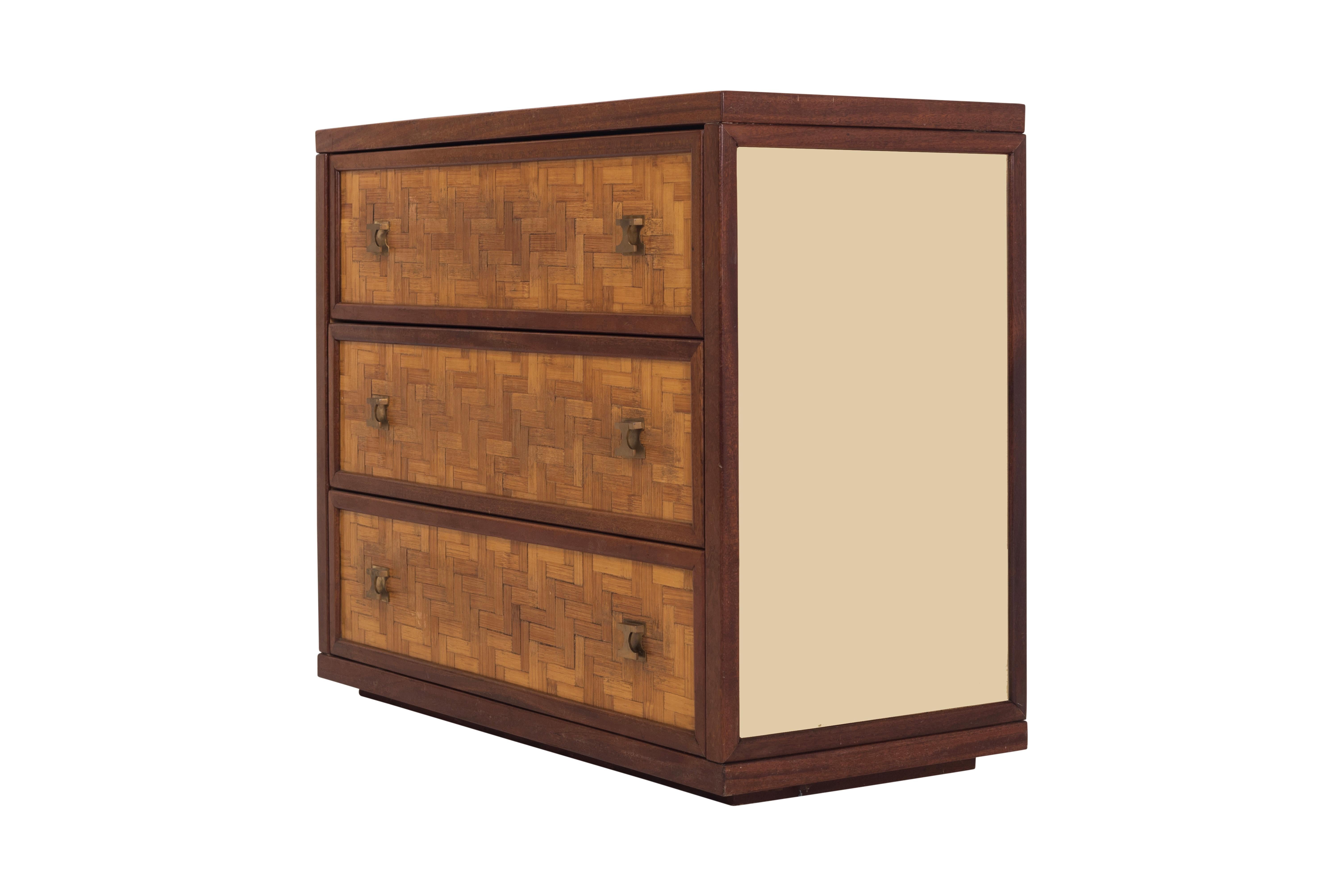 Late 20th Century Bamboo and Walnut Drawer Chest Vivai del Sud