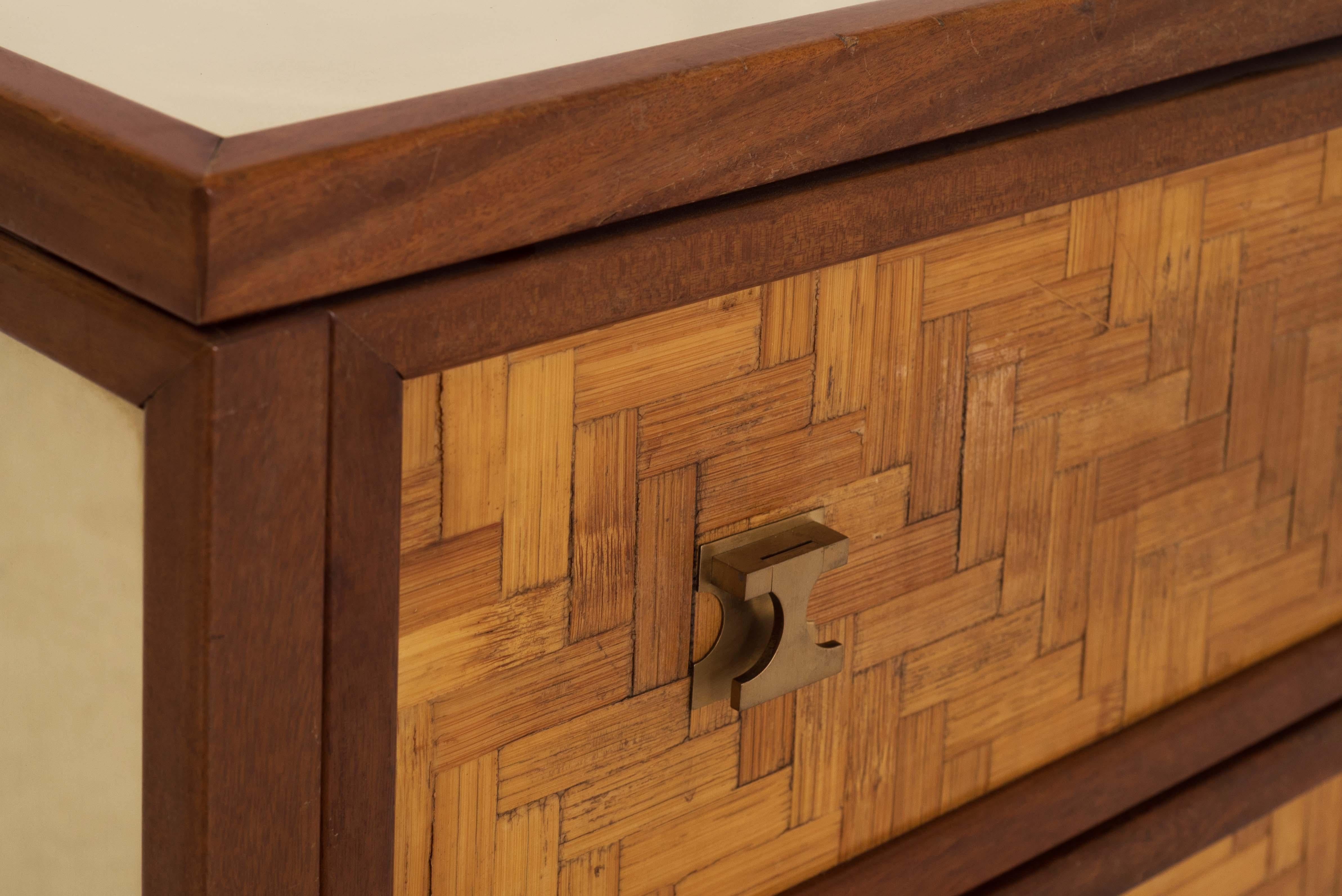 Brass Bamboo and Walnut Drawer Chest Vivai del Sud