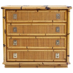 Used Bamboo and Wicker Chest of Drawers by Dal Vera, Italy, 1960s