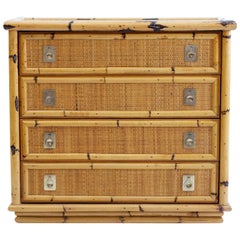 Bamboo and Wicker Chest of Drawers by Dal Vera, Italy, 1960s