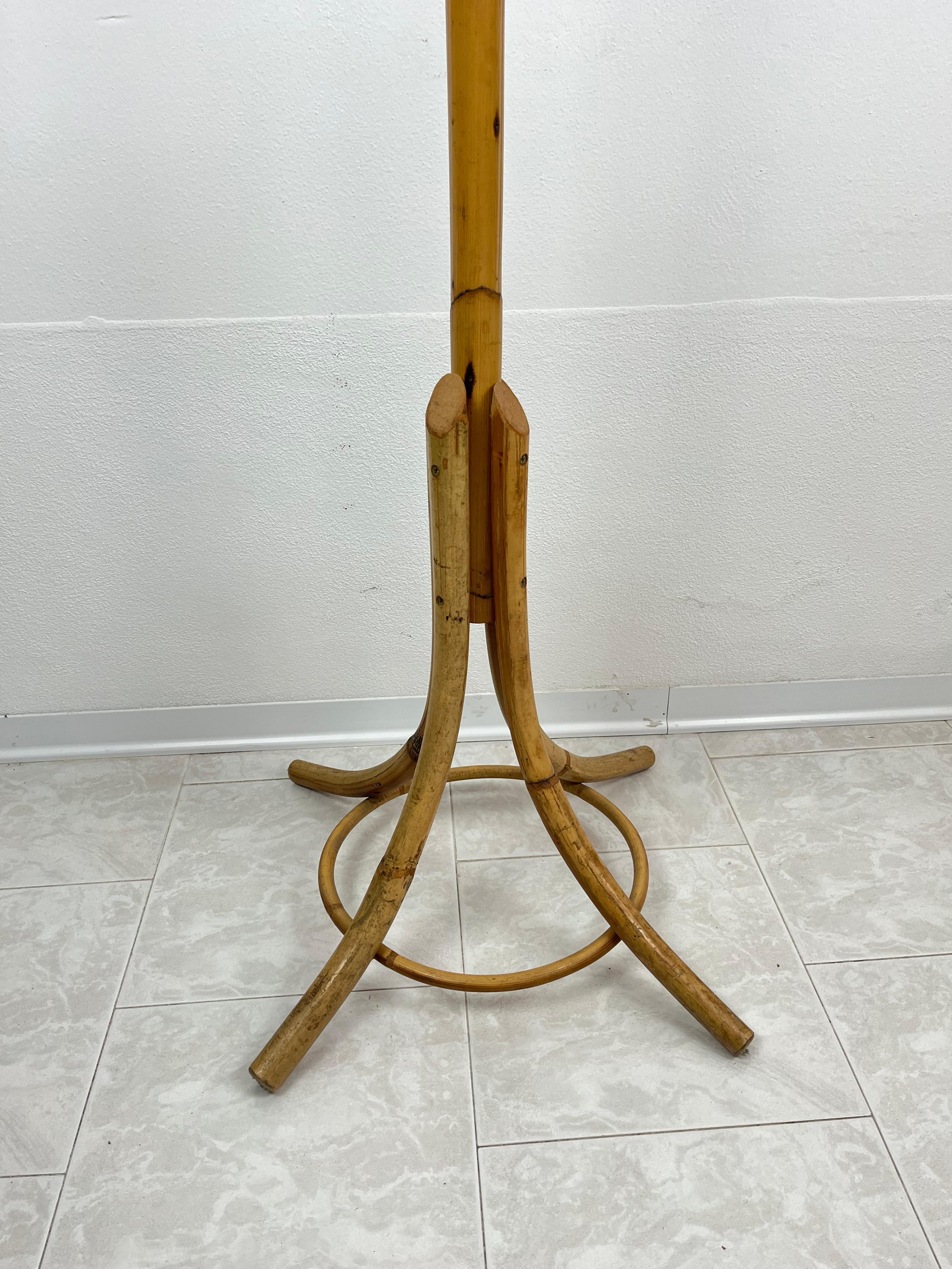 Bamboo and Wicker Coat Rack, Italy, 1970s In Good Condition For Sale In Palermo, IT