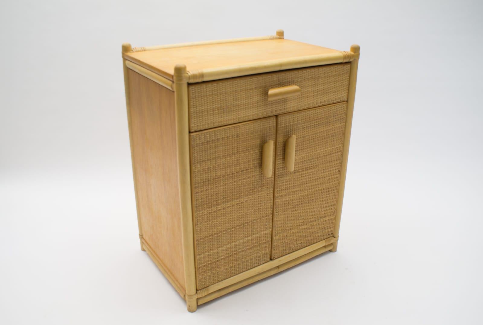 Mid-Century Modern Bamboo and Wicker Commode, 1970s For Sale