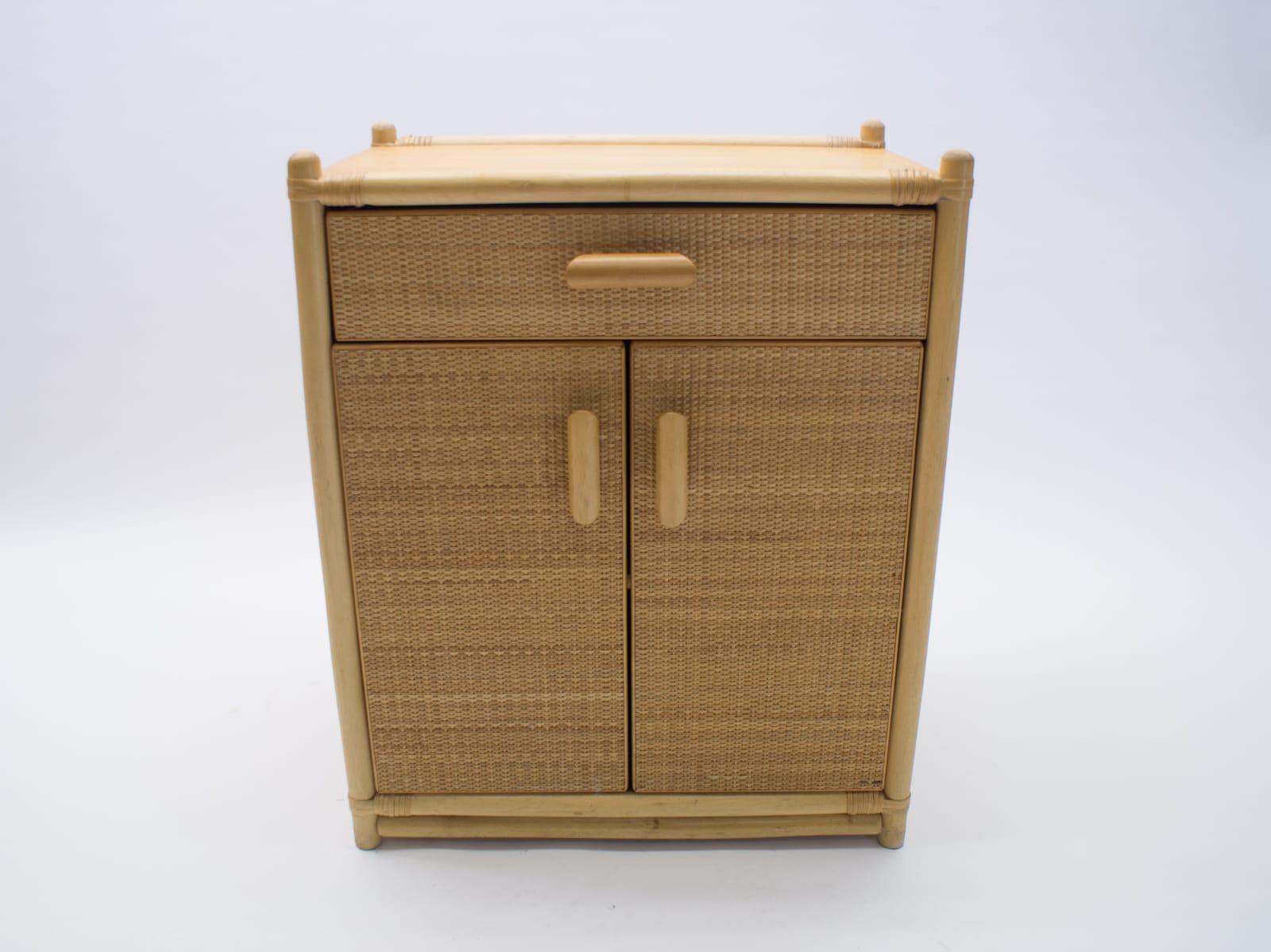 French Bamboo and Wicker Commode, 1970s For Sale