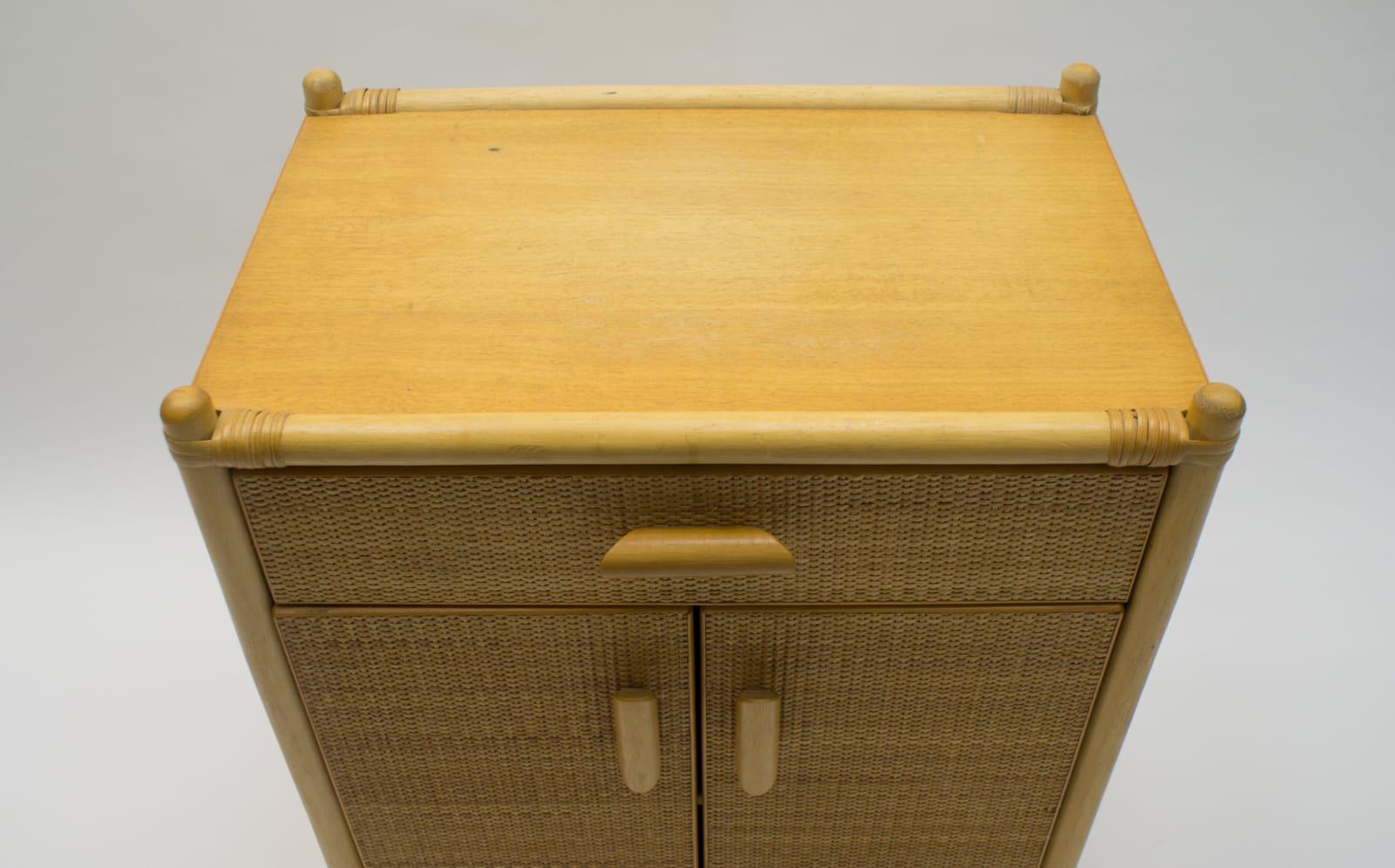 Late 20th Century Bamboo and Wicker Commode, 1970s For Sale