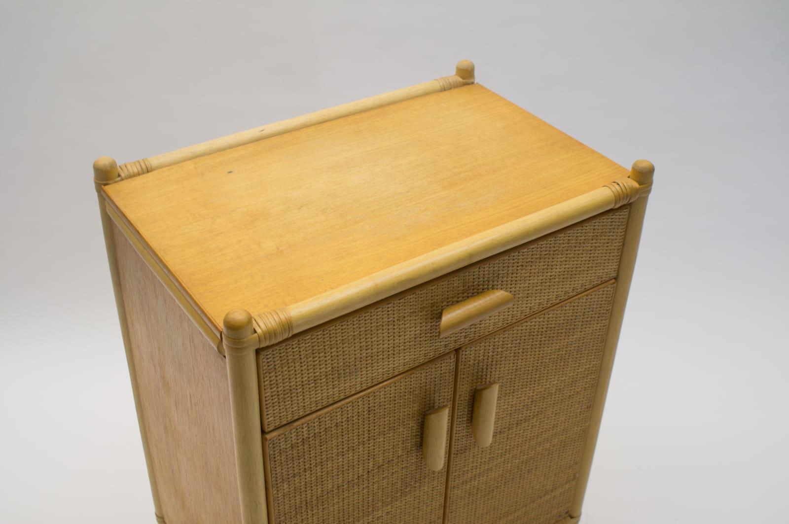Bamboo and Wicker Commode, 1970s For Sale 1