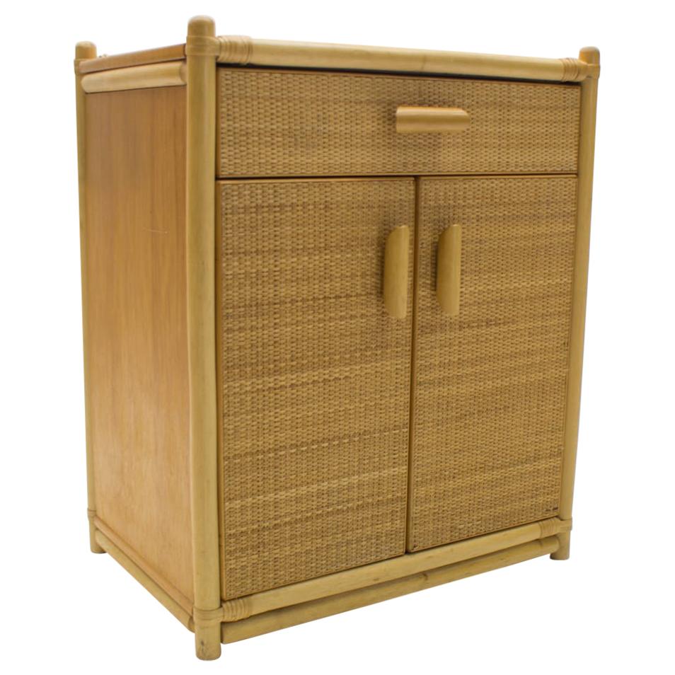 Bamboo and Wicker Commode, 1970s For Sale
