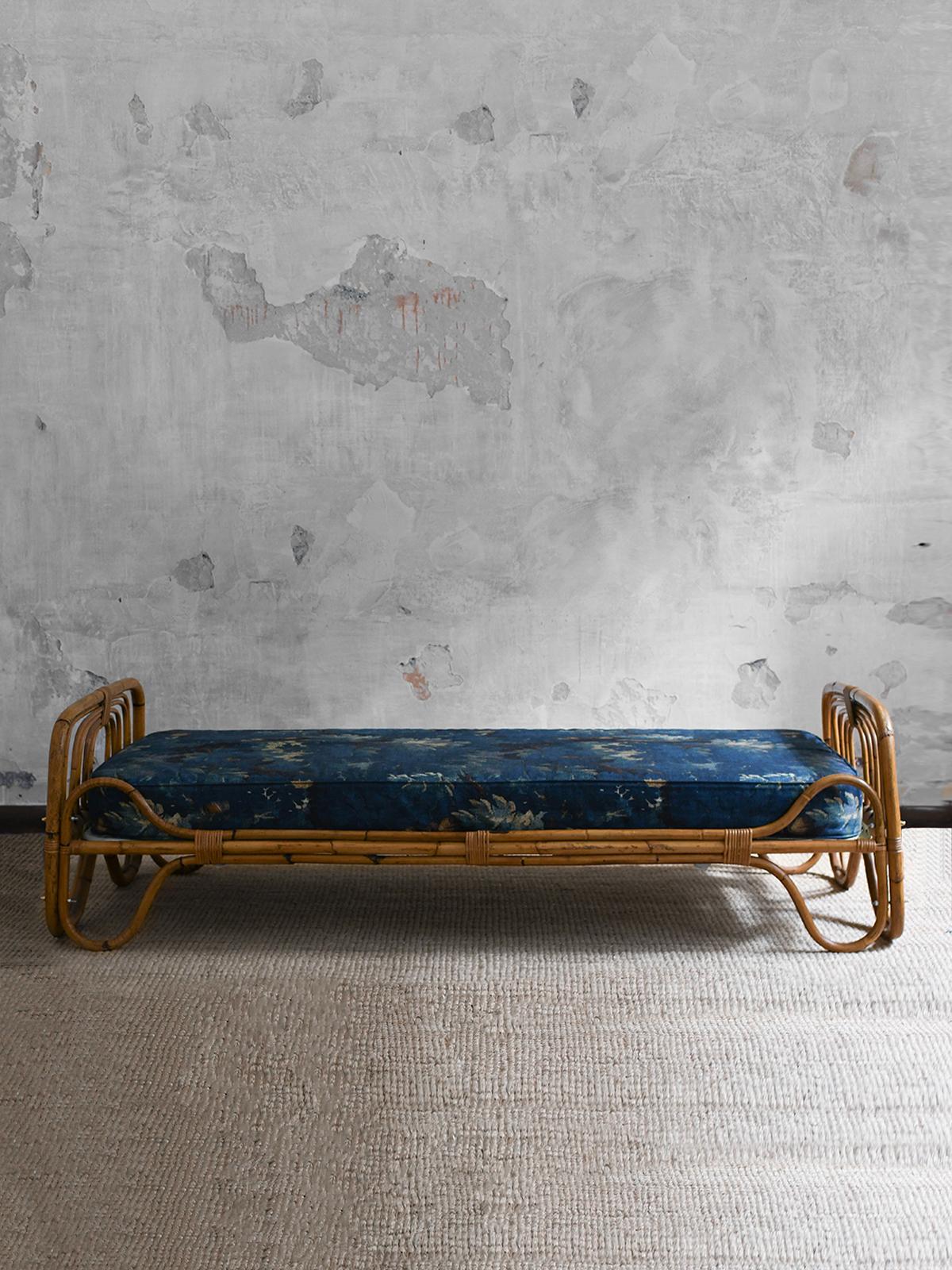 Cama de día de bambú y mimbre, años 60 en Bueno estado para la venta en Roma, RM