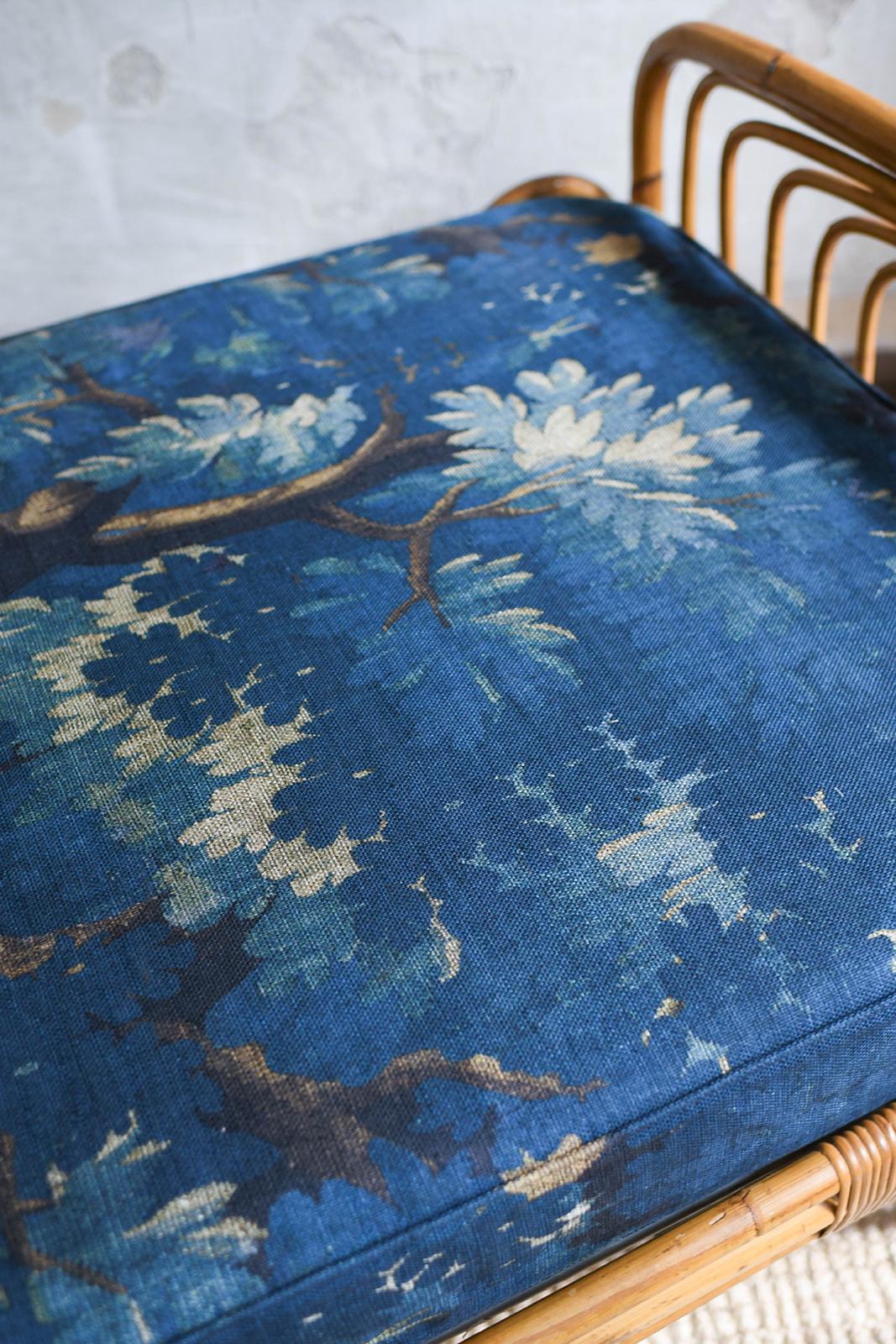 Cama de día de bambú y mimbre, años 60 Tela en venta