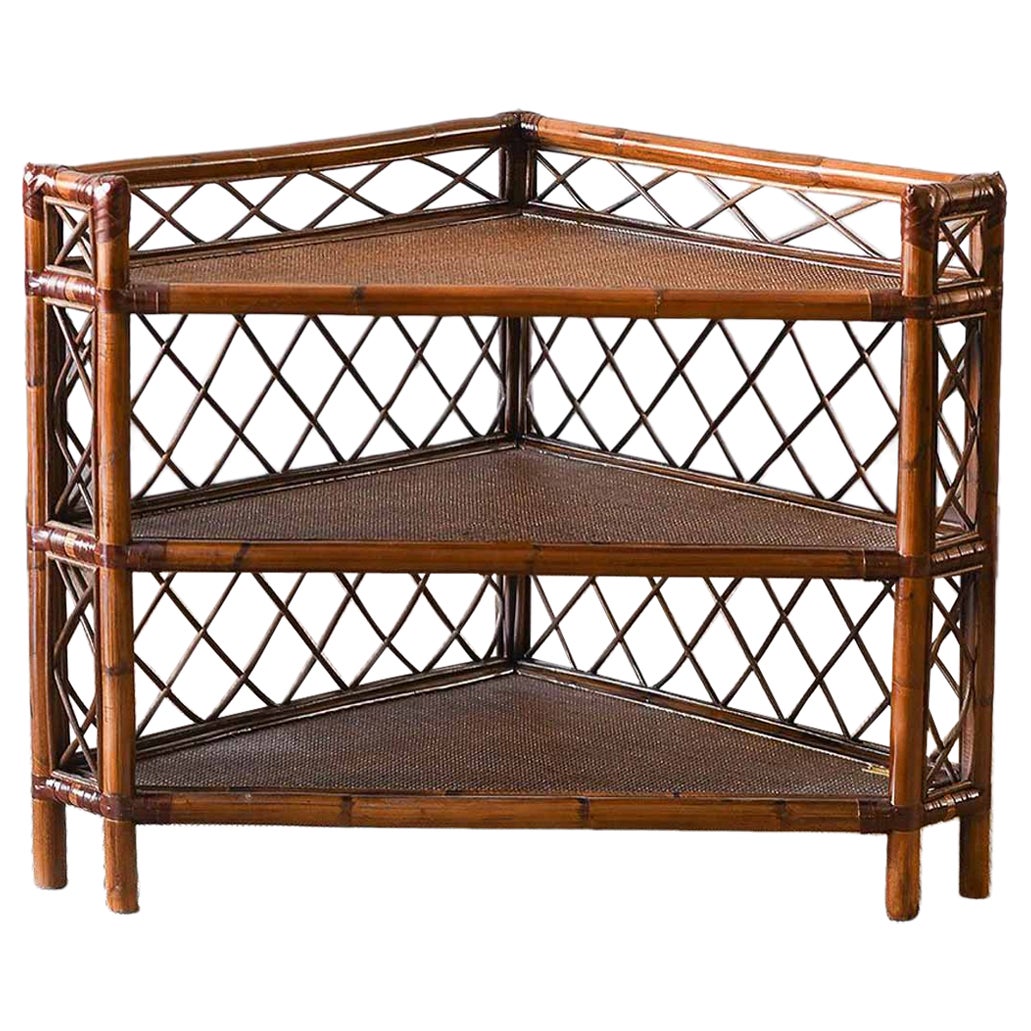 Bamboo and Wicker Étagère With Leather Bindings, Edizioni Molto
