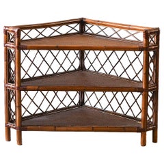 Bamboo and Wicker Étagère With Leather Bindings, Edizioni Molto
