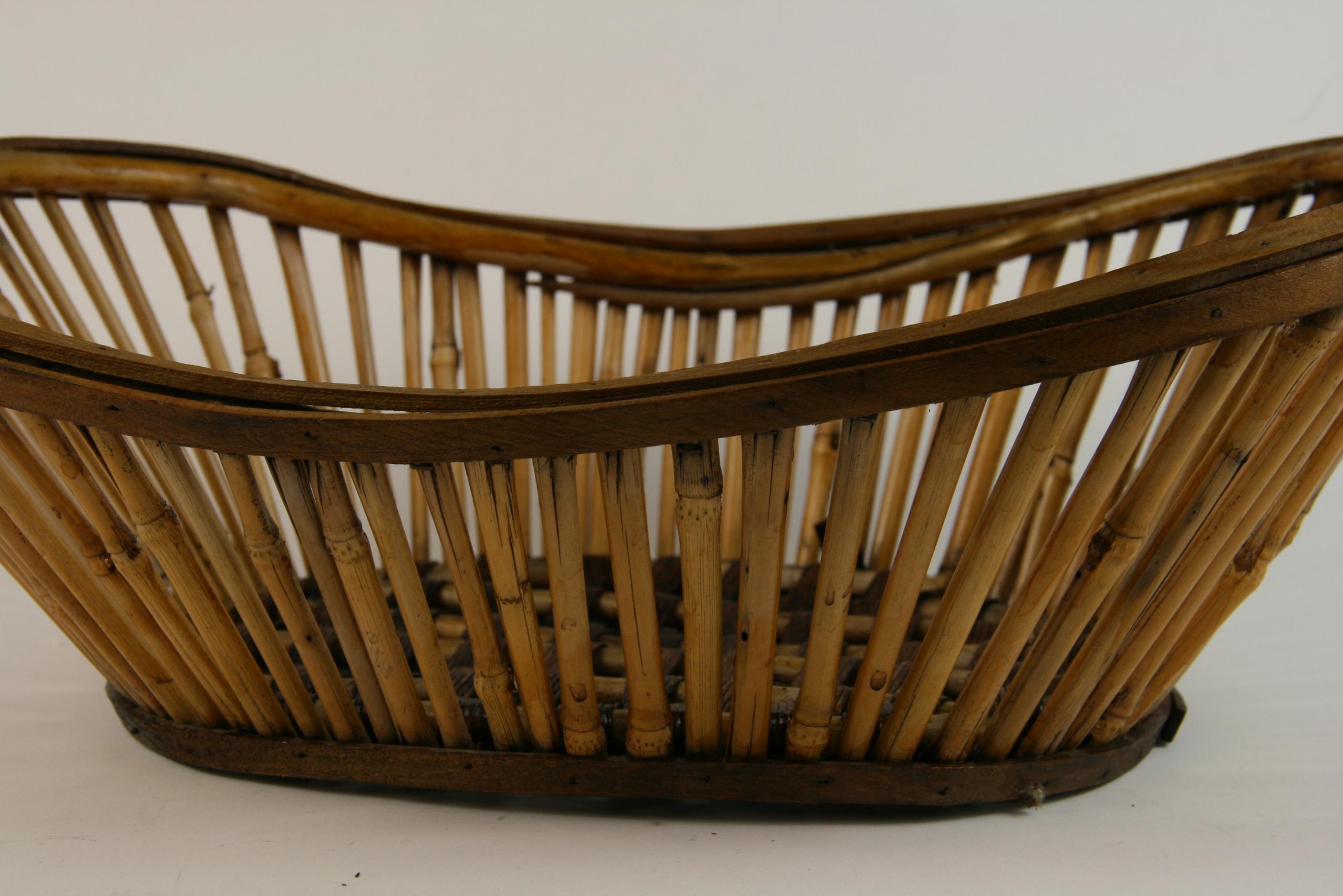 Japanese Bamboo and Wicker Fruit Basket/Folk Art In Good Condition For Sale In Douglas Manor, NY
