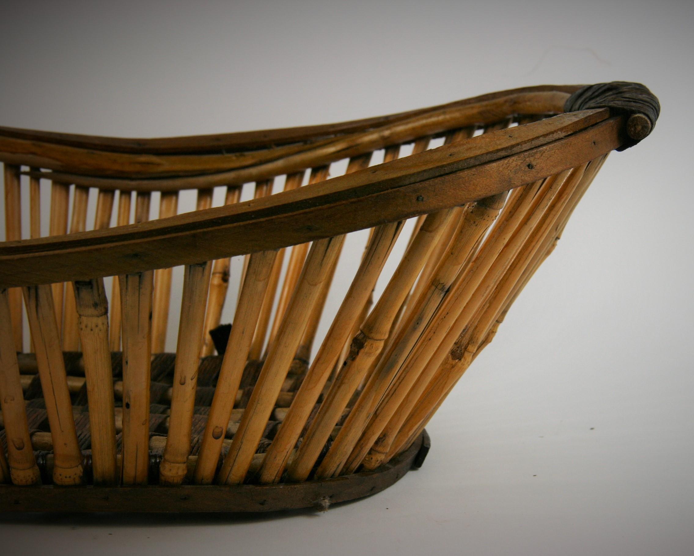 Mid-20th Century Japanese Bamboo and Wicker Fruit Basket/Folk Art For Sale