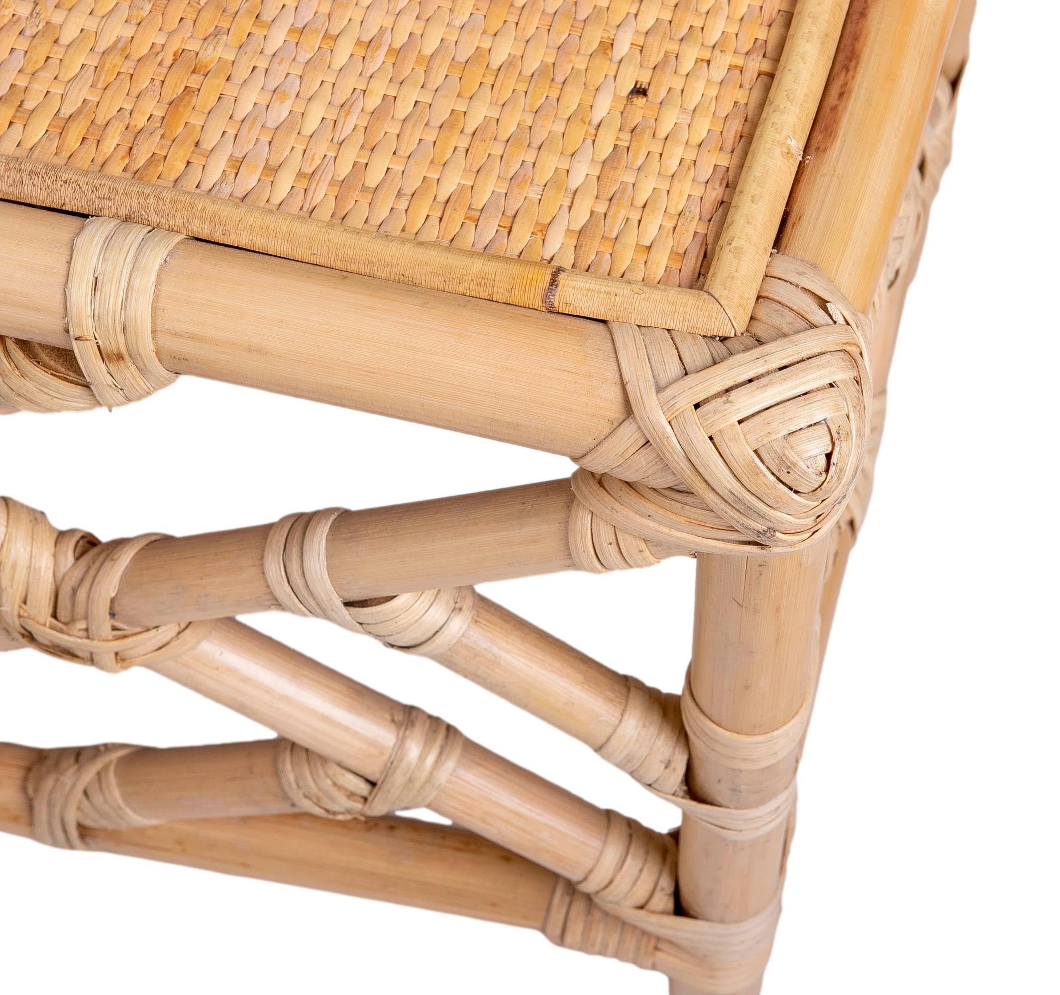 Bamboo and wicker Nesting Table Consisting of Three Tables in Different Sizes For Sale 6