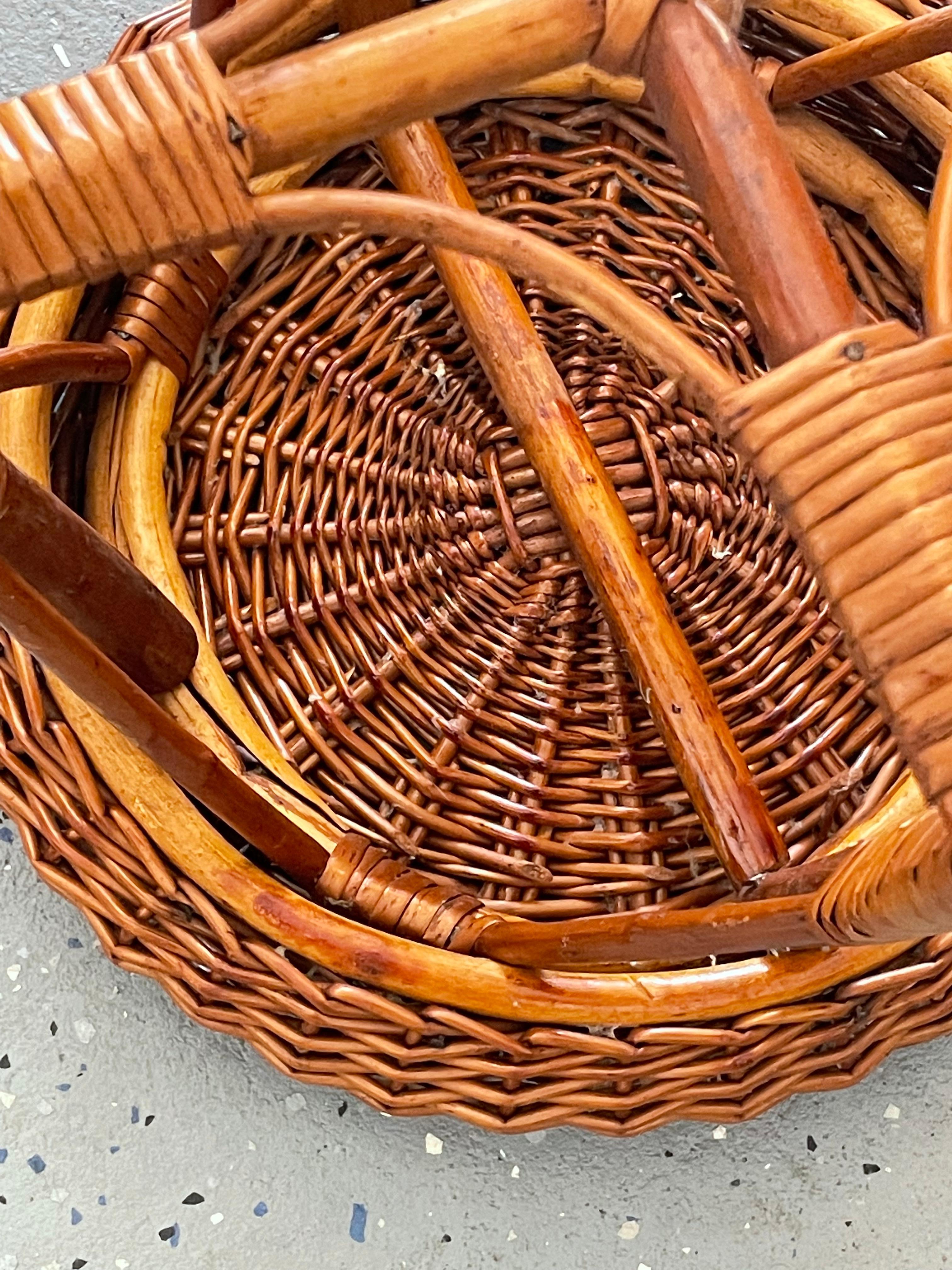 Bamboo and Wicker Stool, Style of Tony Paul and Franco Albini For Sale 3