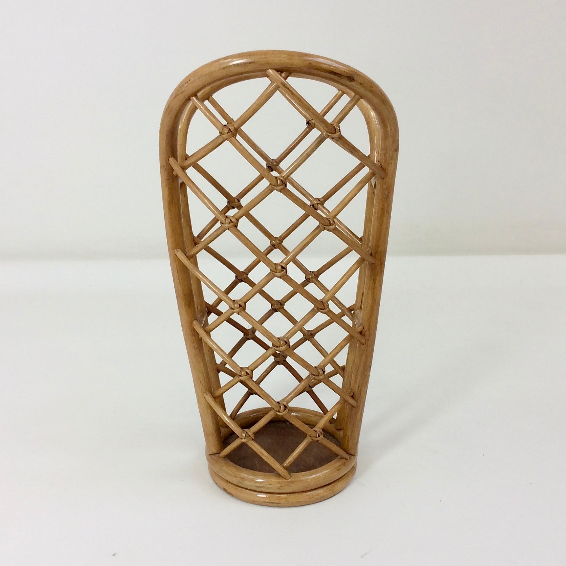 Late 20th Century Bamboo and Wicker Umbrella Stand, circa 1970, Italy For Sale