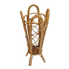Bamboo and Wicker Umbrella Stand in the Style of Franco Albini, Italy, 1960s