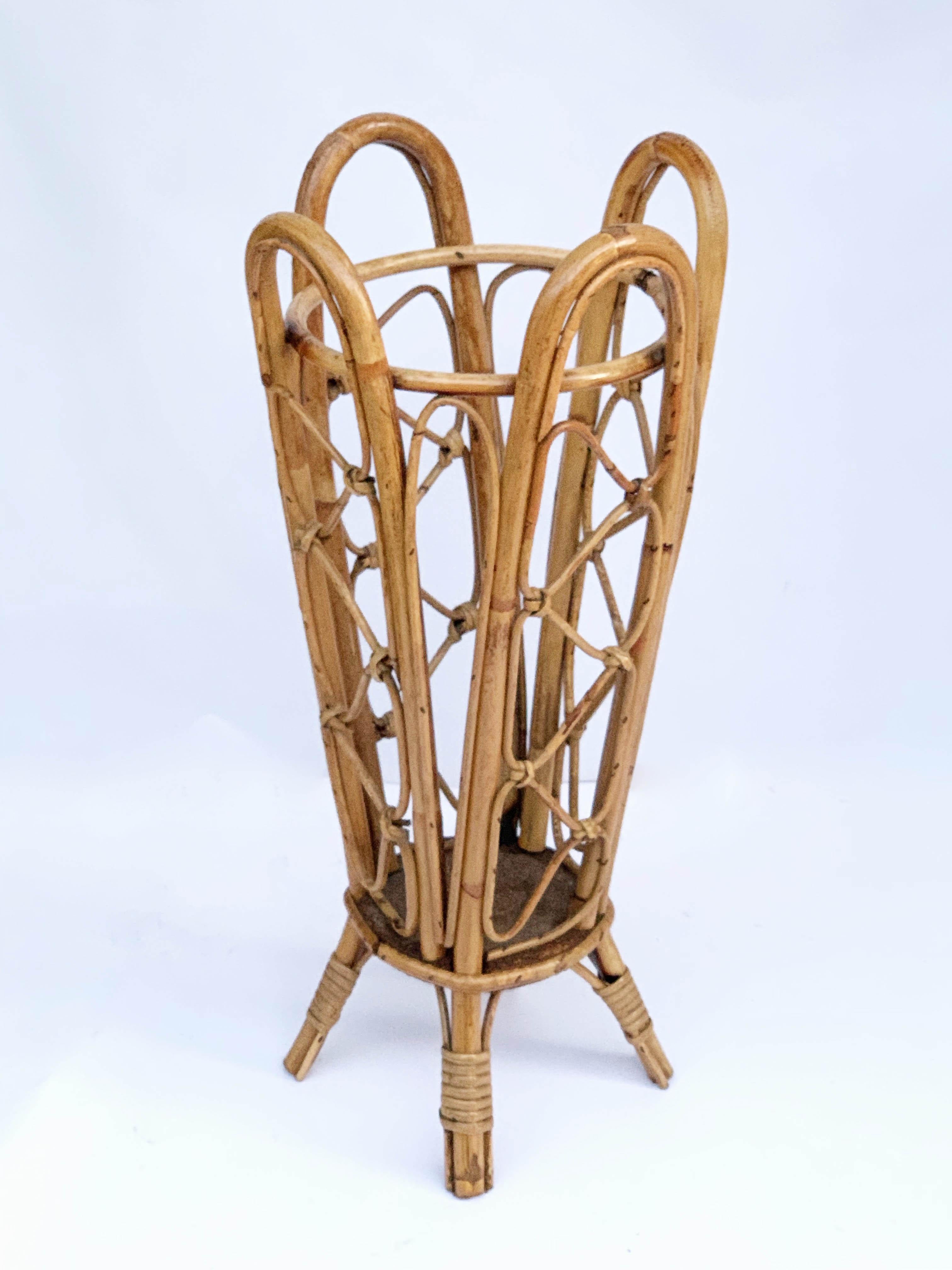 Bamboo and Wicker Umbrella Stand in the Style of Franco Albini, Italy, 1960s In Good Condition For Sale In Roma, IT