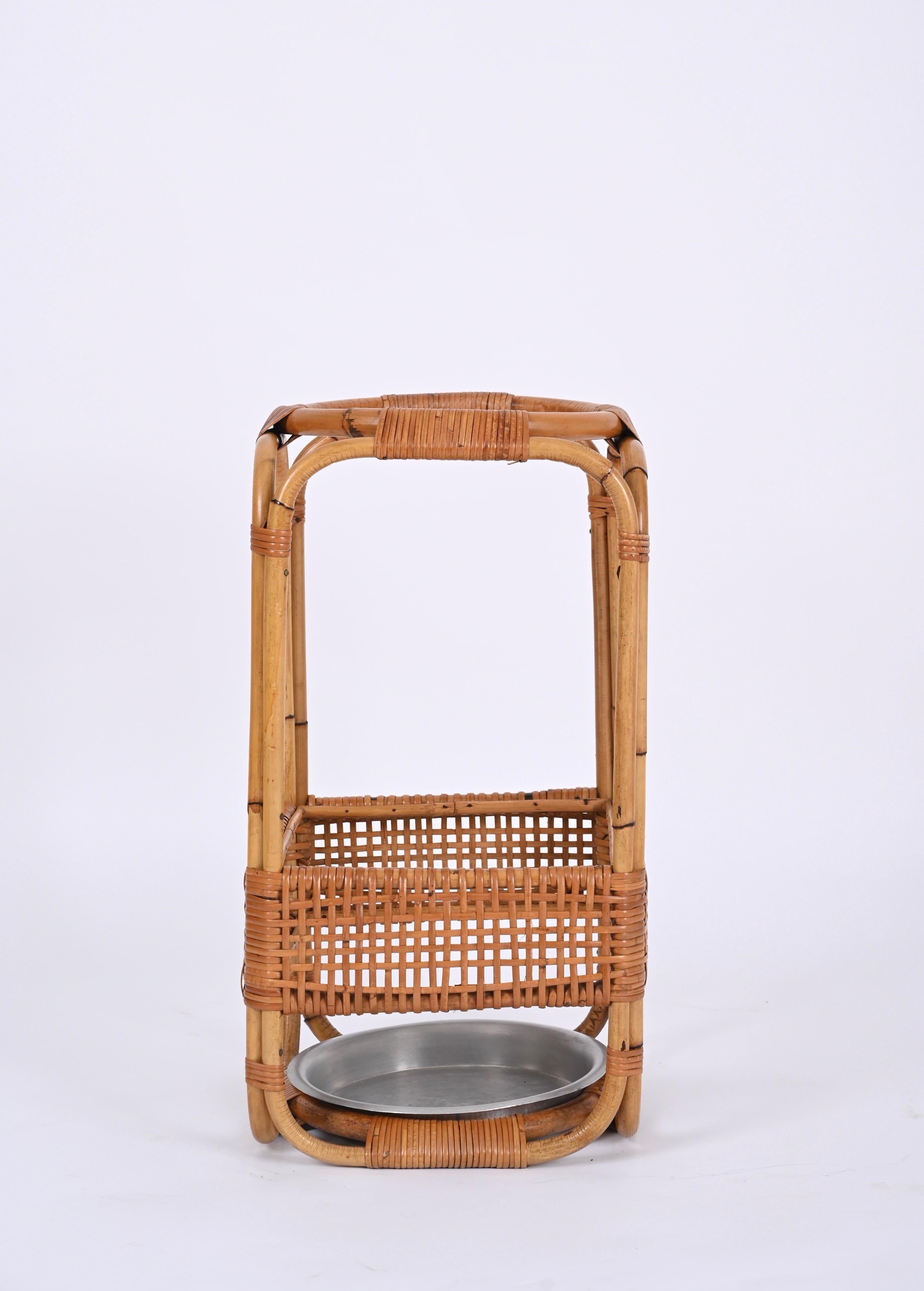 Bamboo and Wicker Umbrella Stand in the Style of Franco Albini, Italy, 1960s For Sale 6