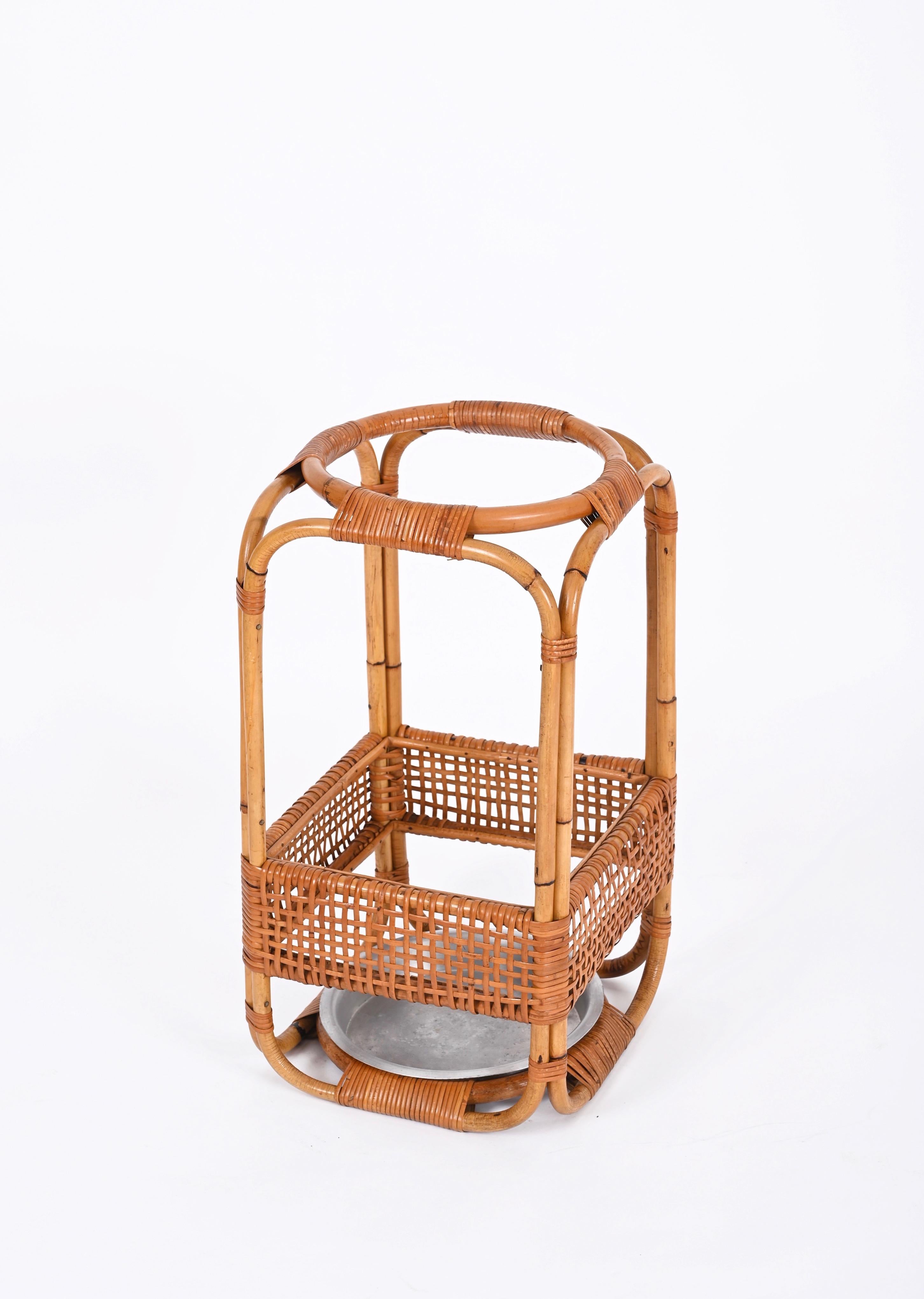 Bamboo and Wicker Umbrella Stand in the Style of Franco Albini, Italy, 1960s For Sale 10