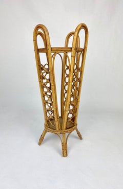Bamboo and Wicker Umbrella Stand in the Style of Franco Albini, Italy, 1960s