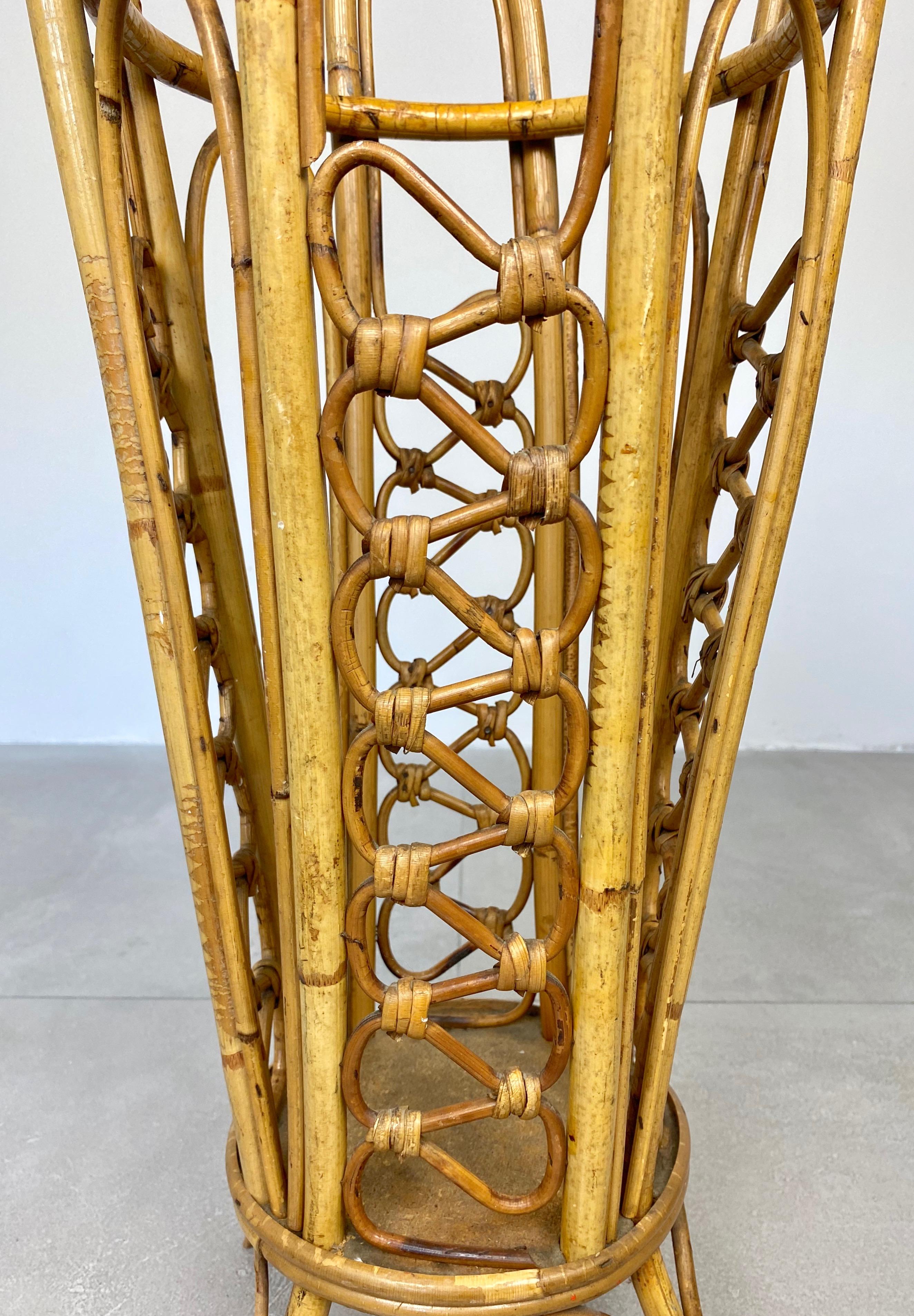 Bamboo and Wicker Umbrella Stand in the Style of Franco Albini, Italy, 1960s In Good Condition In Rome, IT