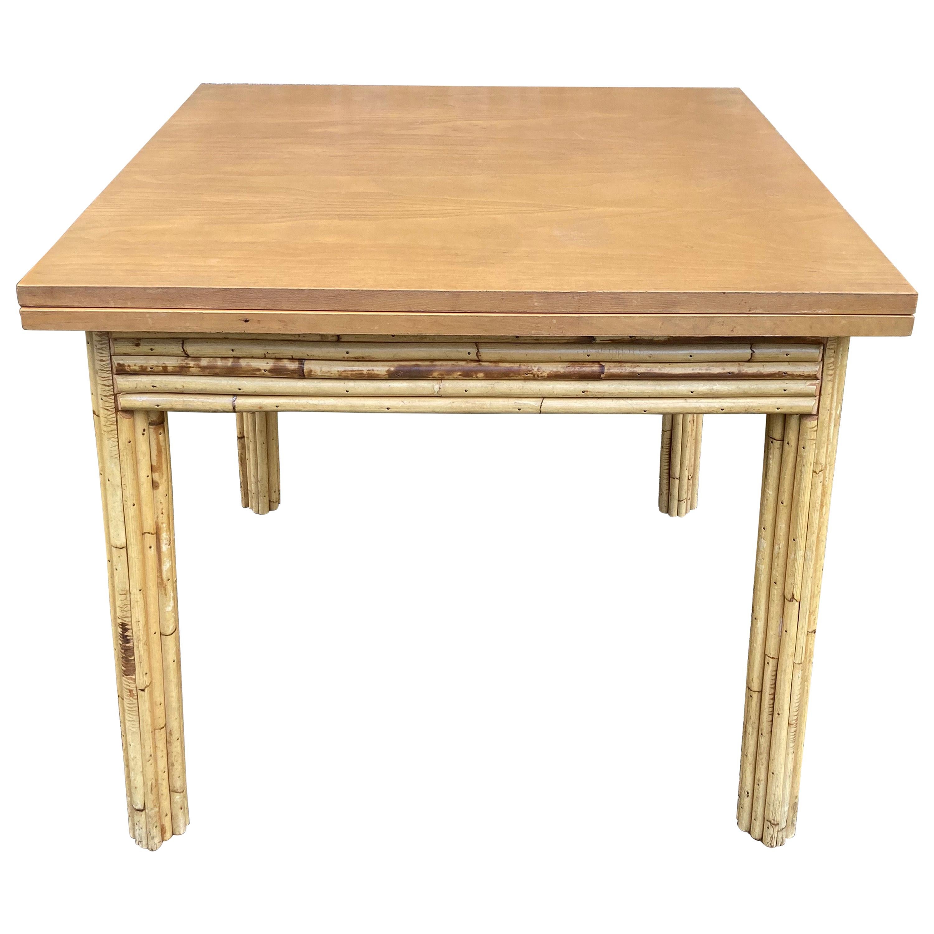 Bamboo and Wood Game or Dining Table