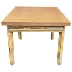 Retro Bamboo and Wood Game or Dining Table