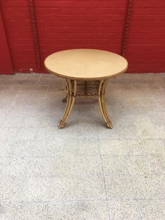 Bamboo and Wood Guéridon, circa 1950-1960