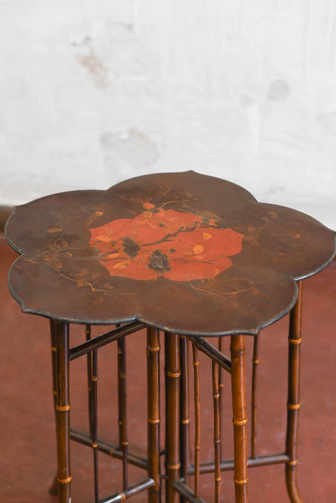 French Bamboo and wood table attributed to Perret & Vibert, France late 19th century For Sale