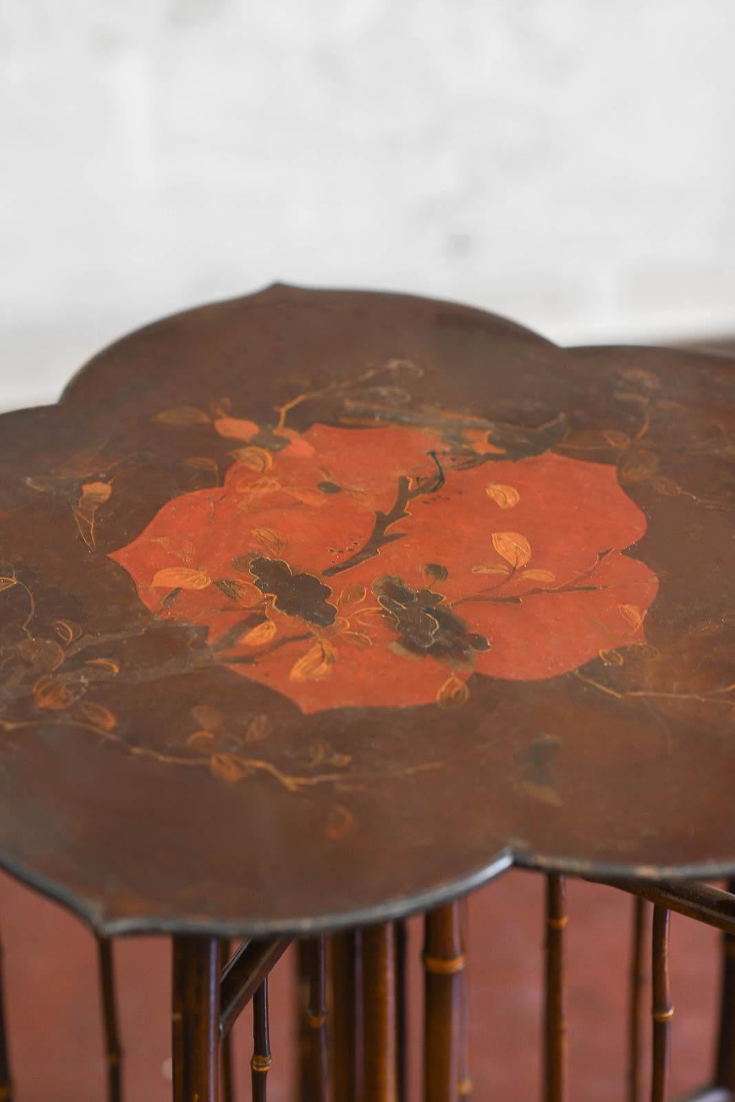 Bamboo and wood table attributed to Perret & Vibert, France late 19th century In Good Condition For Sale In Roma, RM