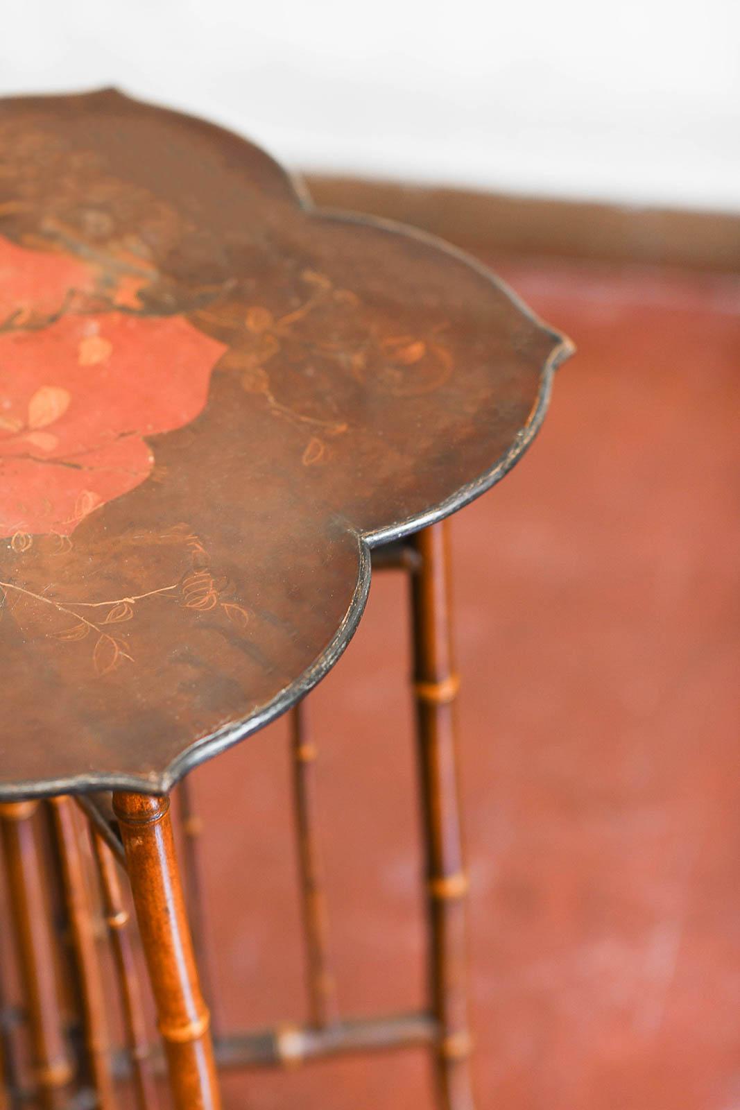 19th Century Bamboo and wood table attributed to Perret & Vibert, France late 19th century For Sale