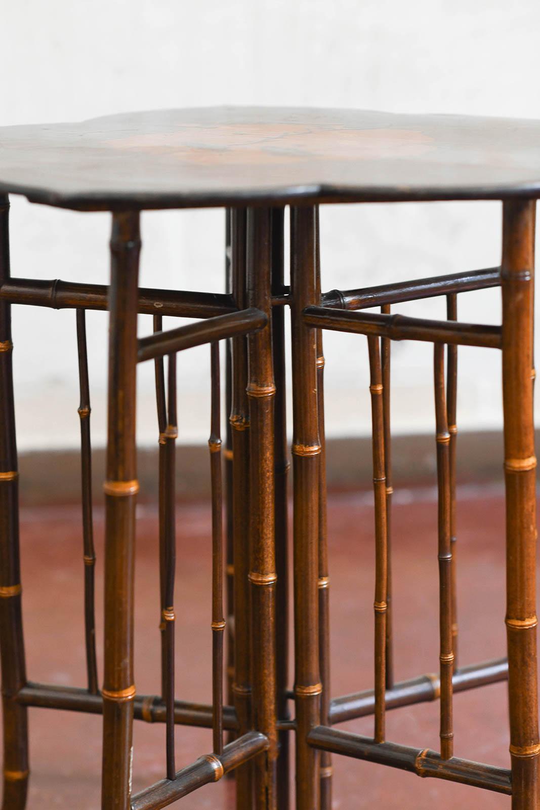 Bamboo and wood table attributed to Perret & Vibert, France late 19th century For Sale 1