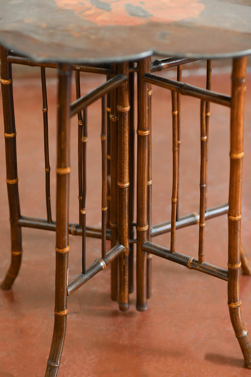 Bamboo and wood table attributed to Perret & Vibert, France late 19th century For Sale 2